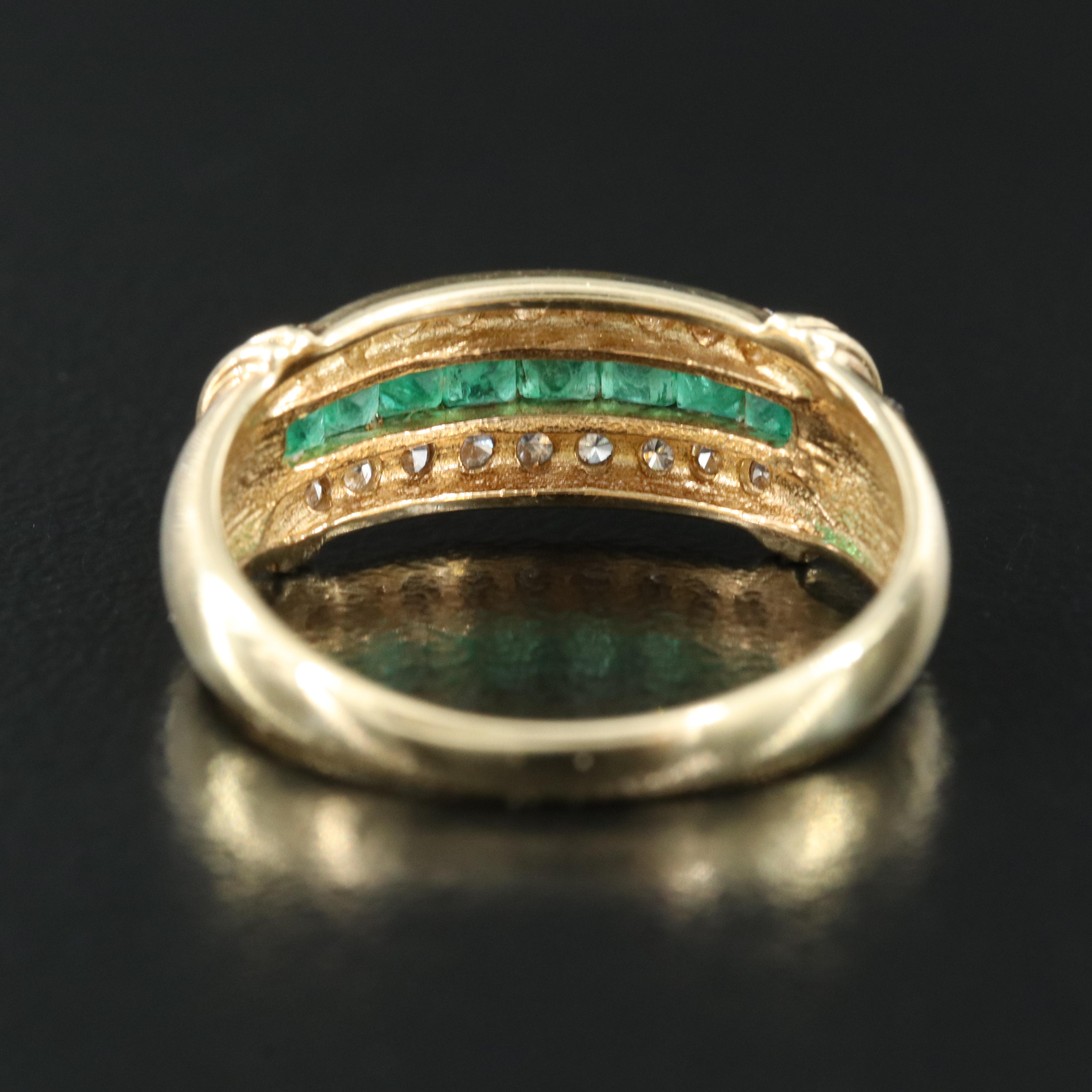14K Emerald and Diamond Ring