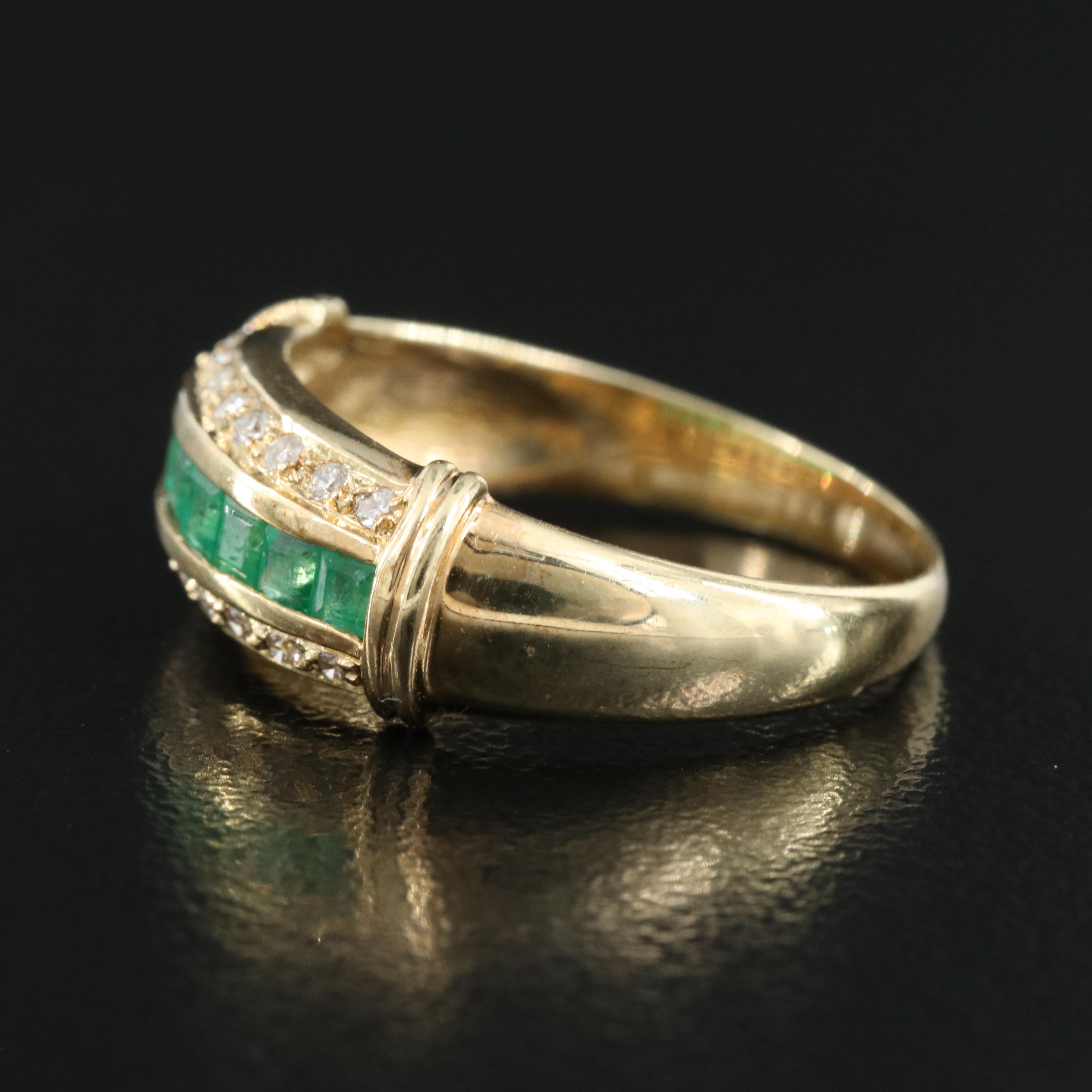 14K Emerald and Diamond Ring