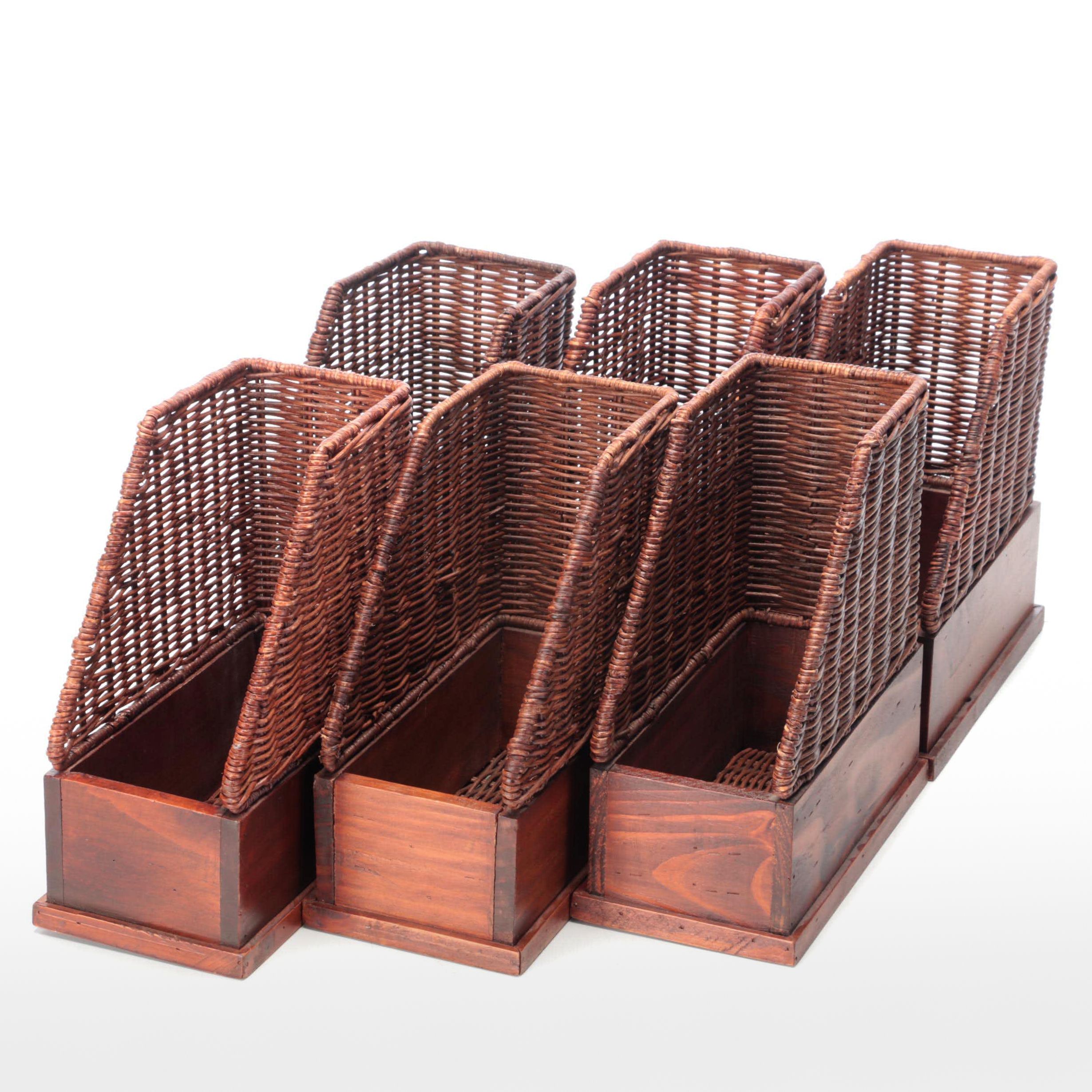 Wooden and Woven Basket File Holders