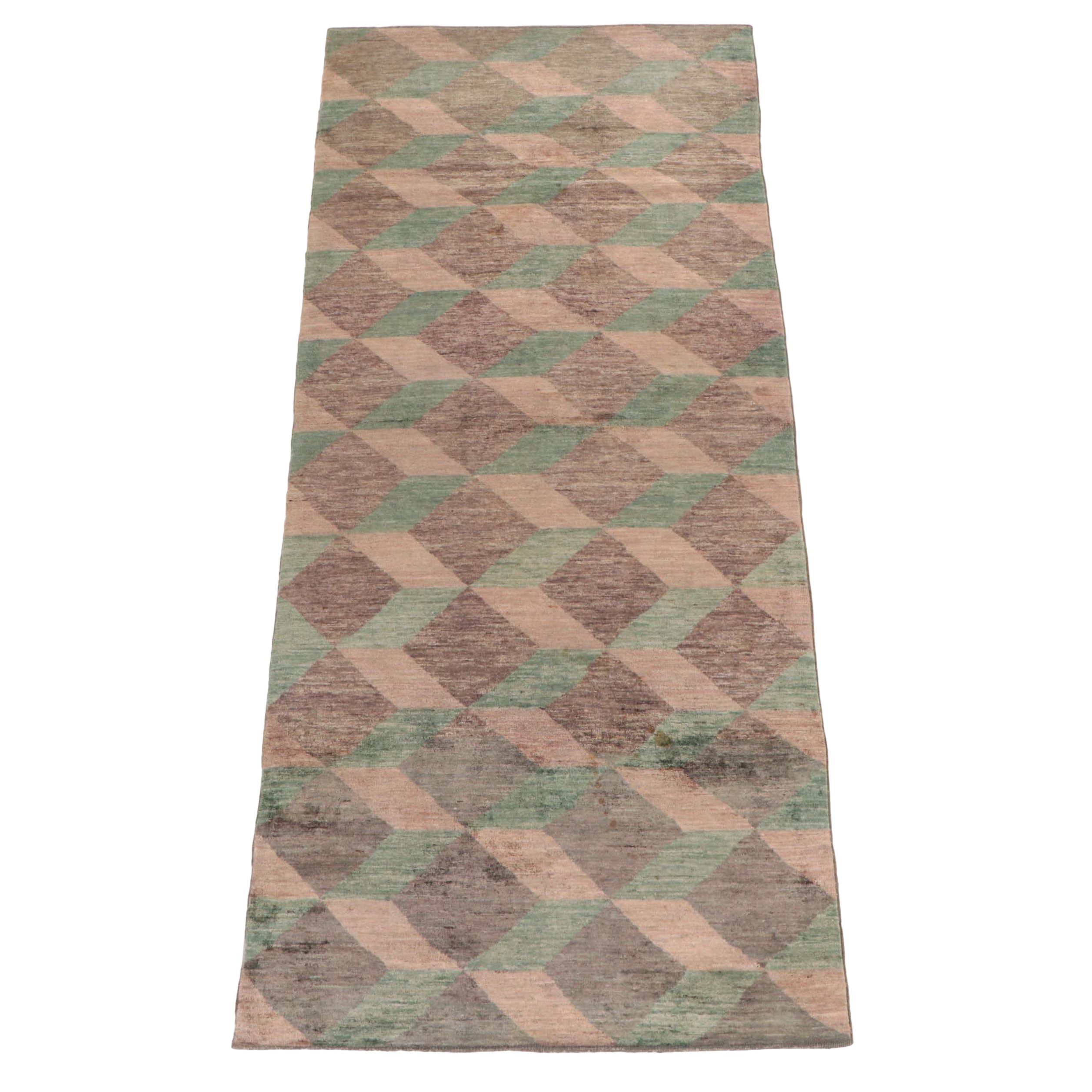 4'1 x 9'10 Hand-Knotted Pakistani Tribal Long Rug