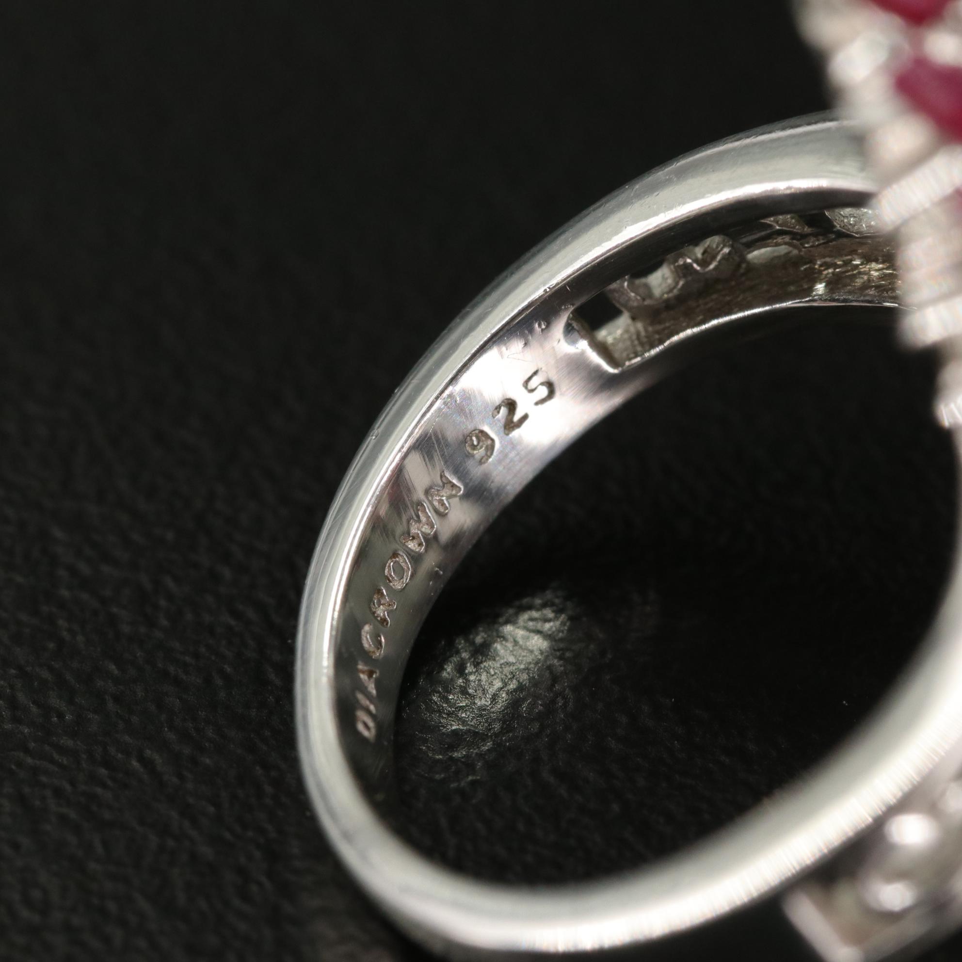 Sterling Ruby and Diamond Fire Burst Ring