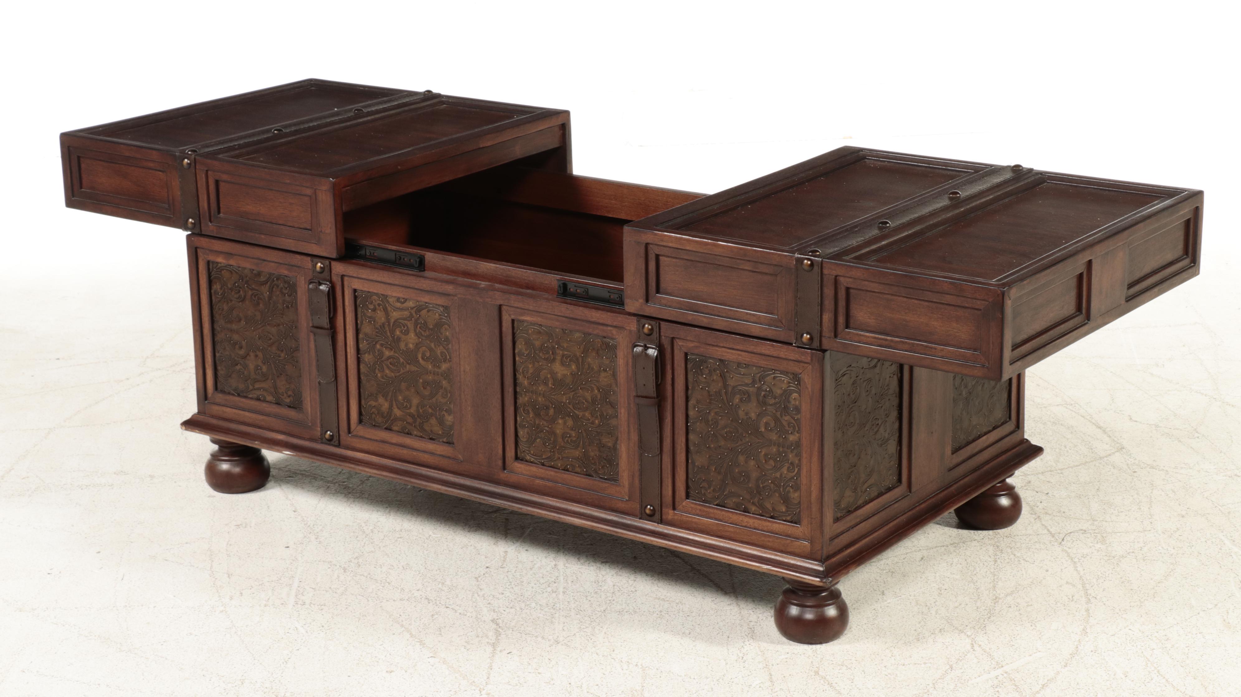 Ashley Furniture "McKenna" Stamped Metal and Wood Storage Coffee Table