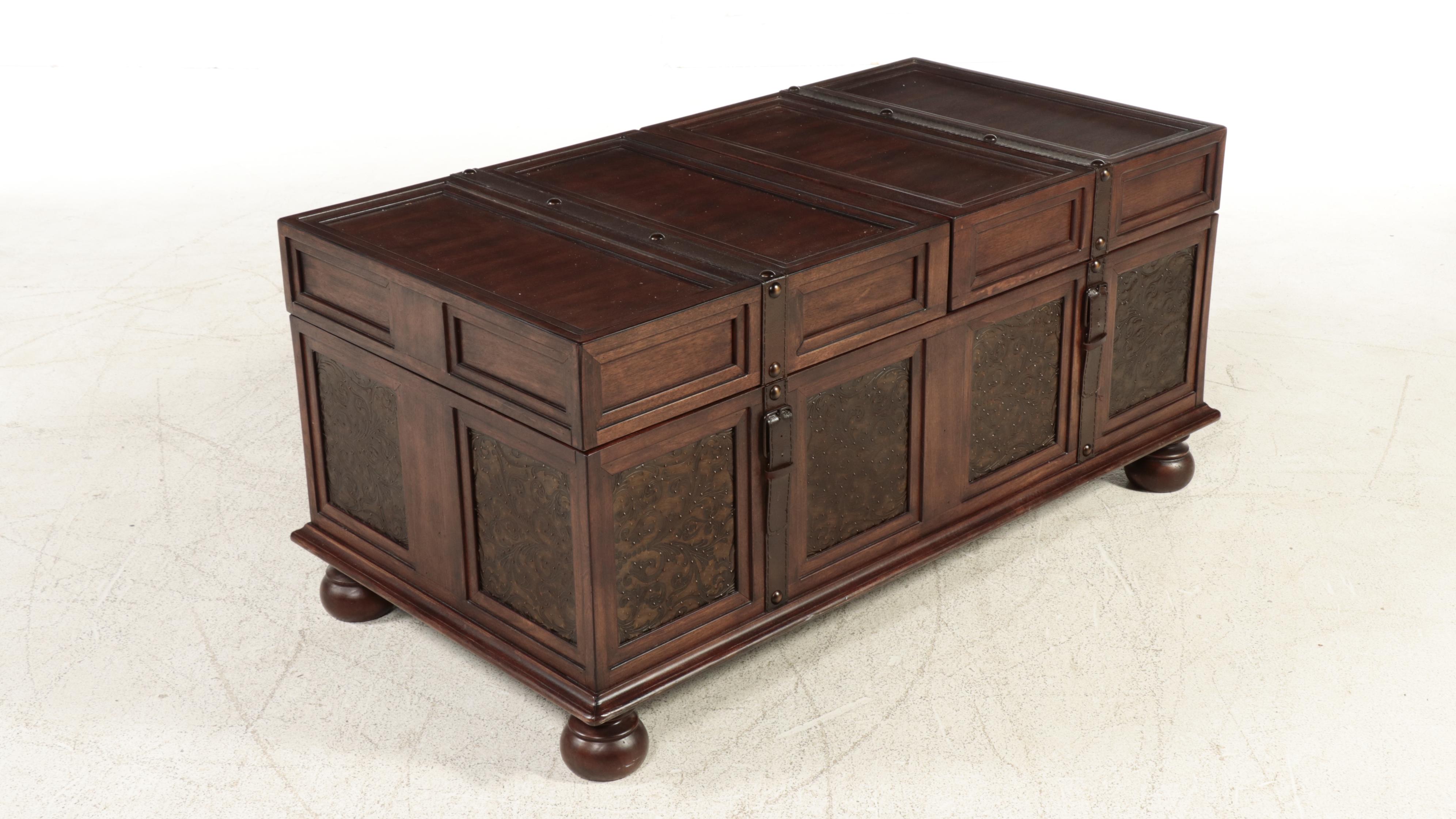 Ashley Furniture "McKenna" Stamped Metal and Wood Storage Coffee Table