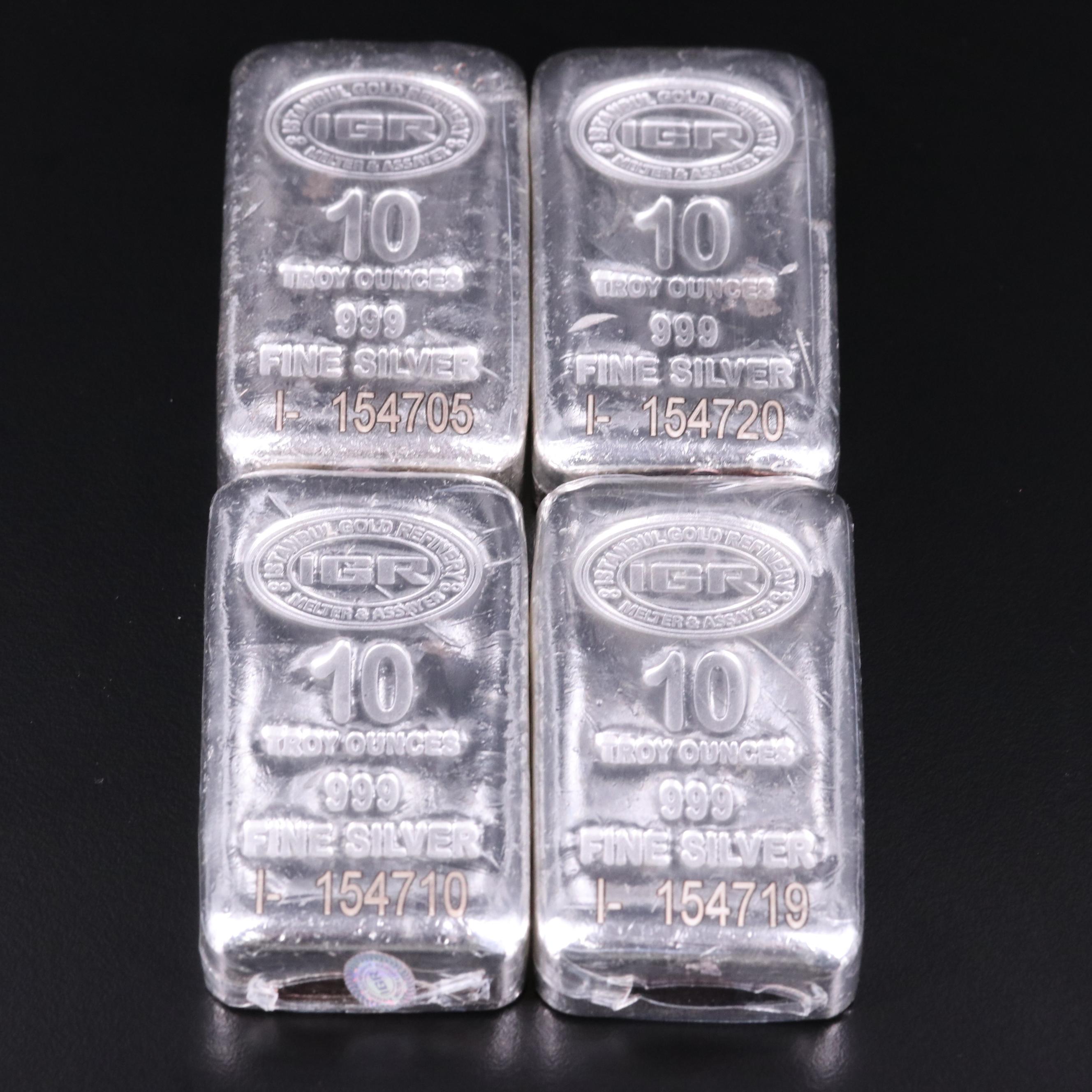 Four 10-Oz. Bars of .999 Fine Silver
