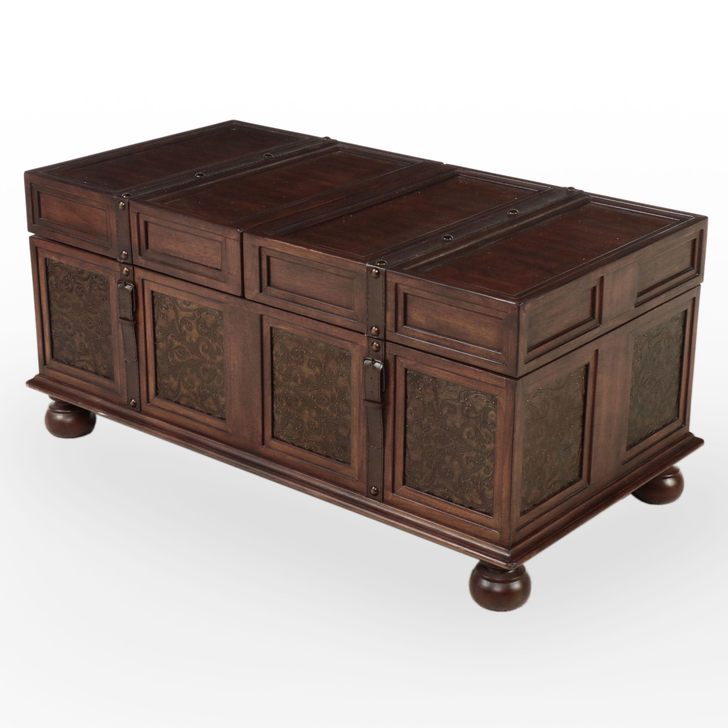 Ashley Furniture "McKenna" Stamped Metal and Wood Storage Coffee Table