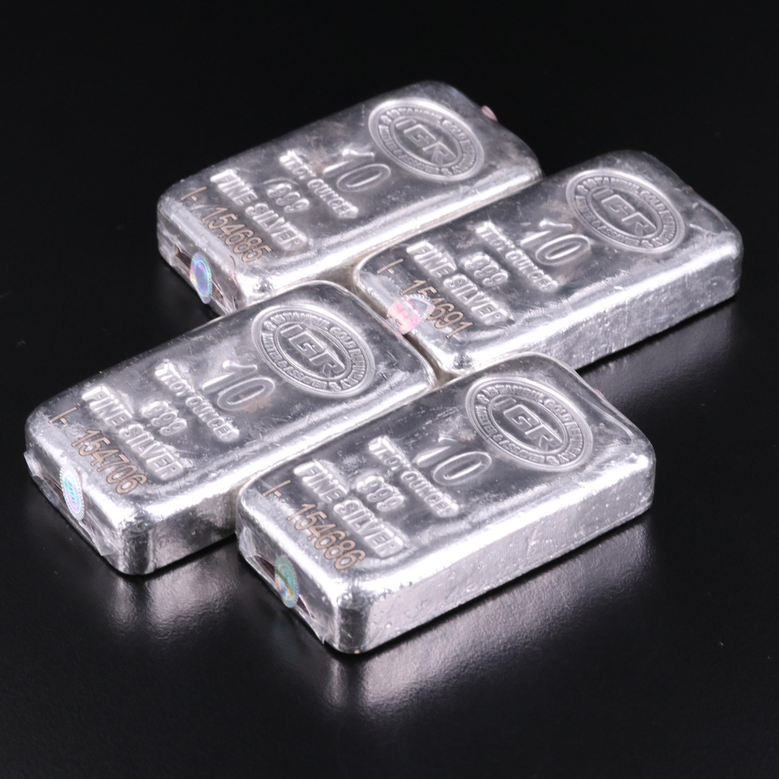 Four 10-Oz. Bars of .999 Fine Silver