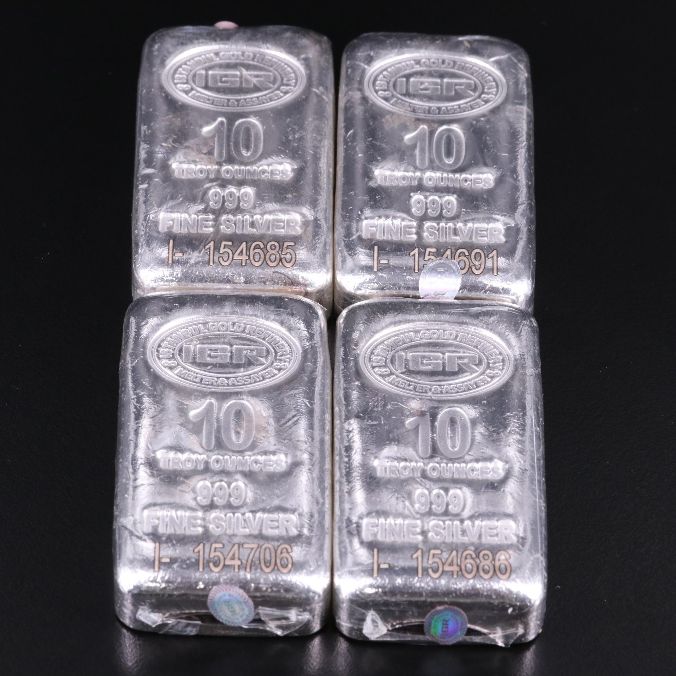 Four 10-Oz. Bars of .999 Fine Silver