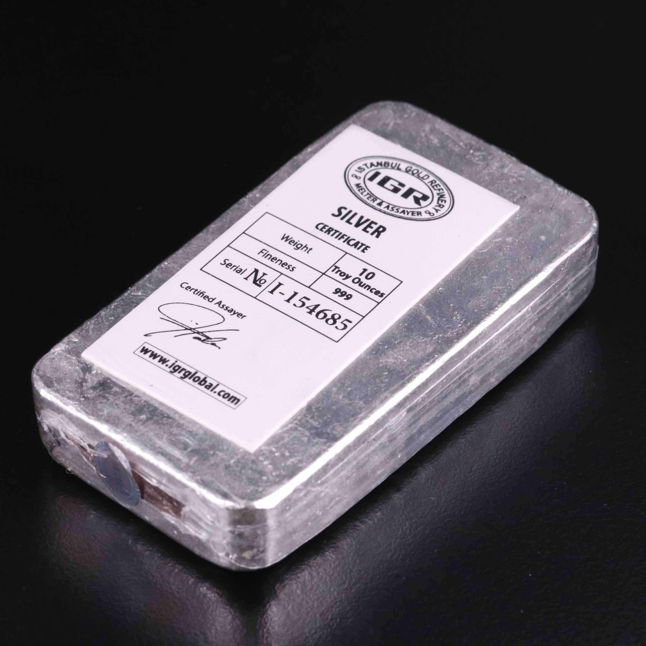 Four 10-Oz. Bars of .999 Fine Silver