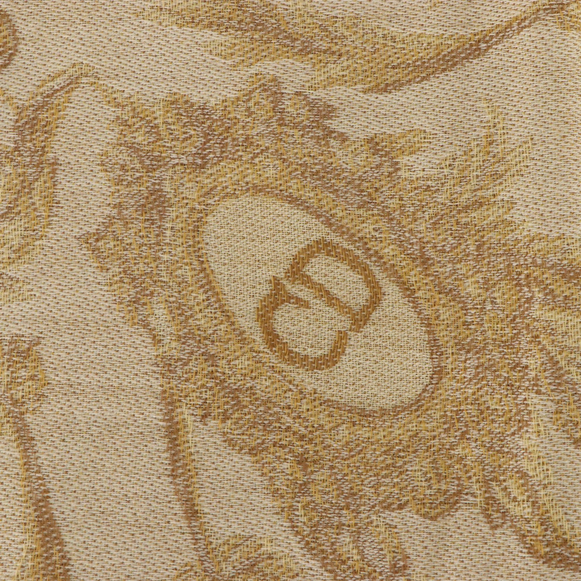 Christian Dior Fringe Wrap Scarf in Foliate Wool Jacquard