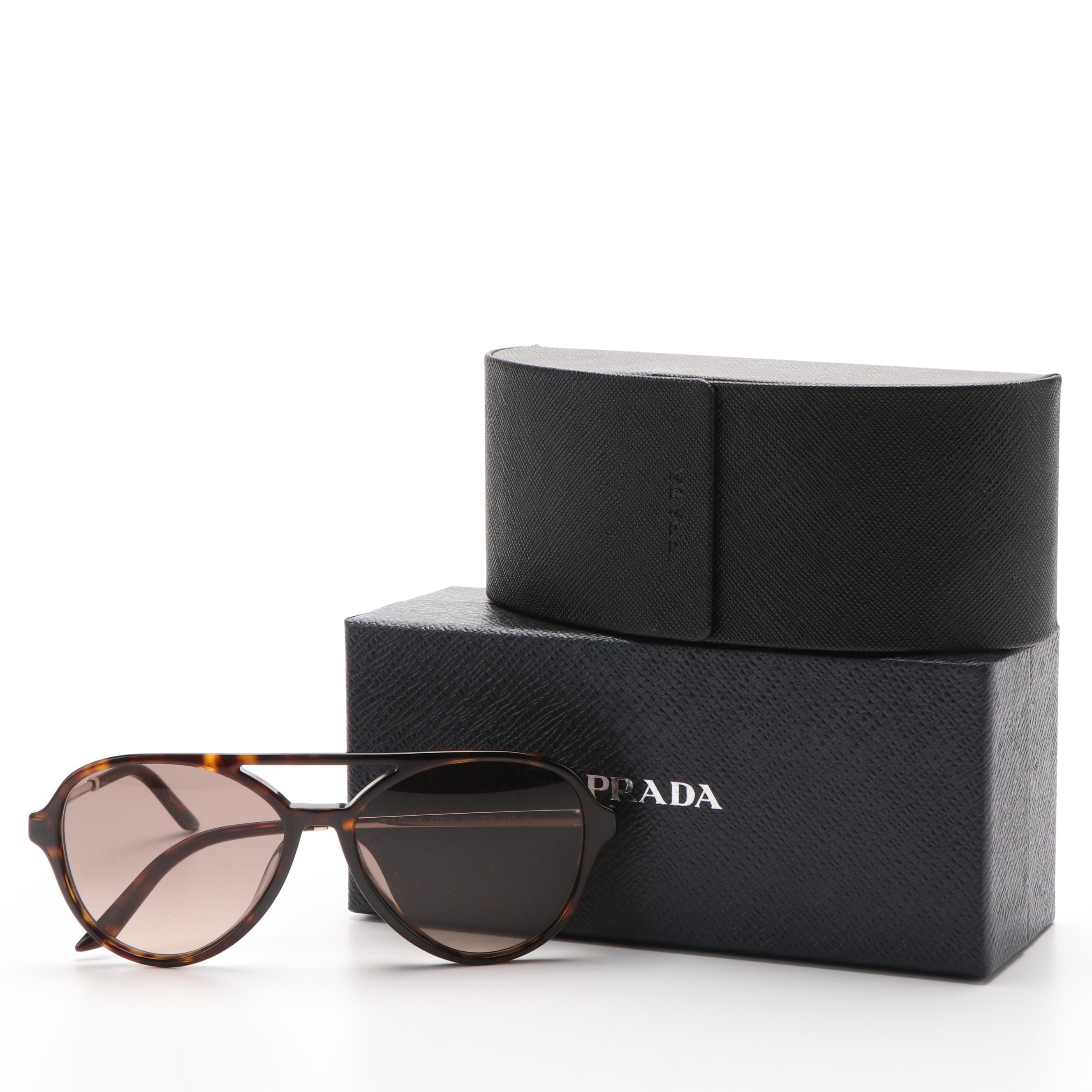 Prada PR13WSF Aviator Tortoise and Brown Gradient Sunglasses With Case