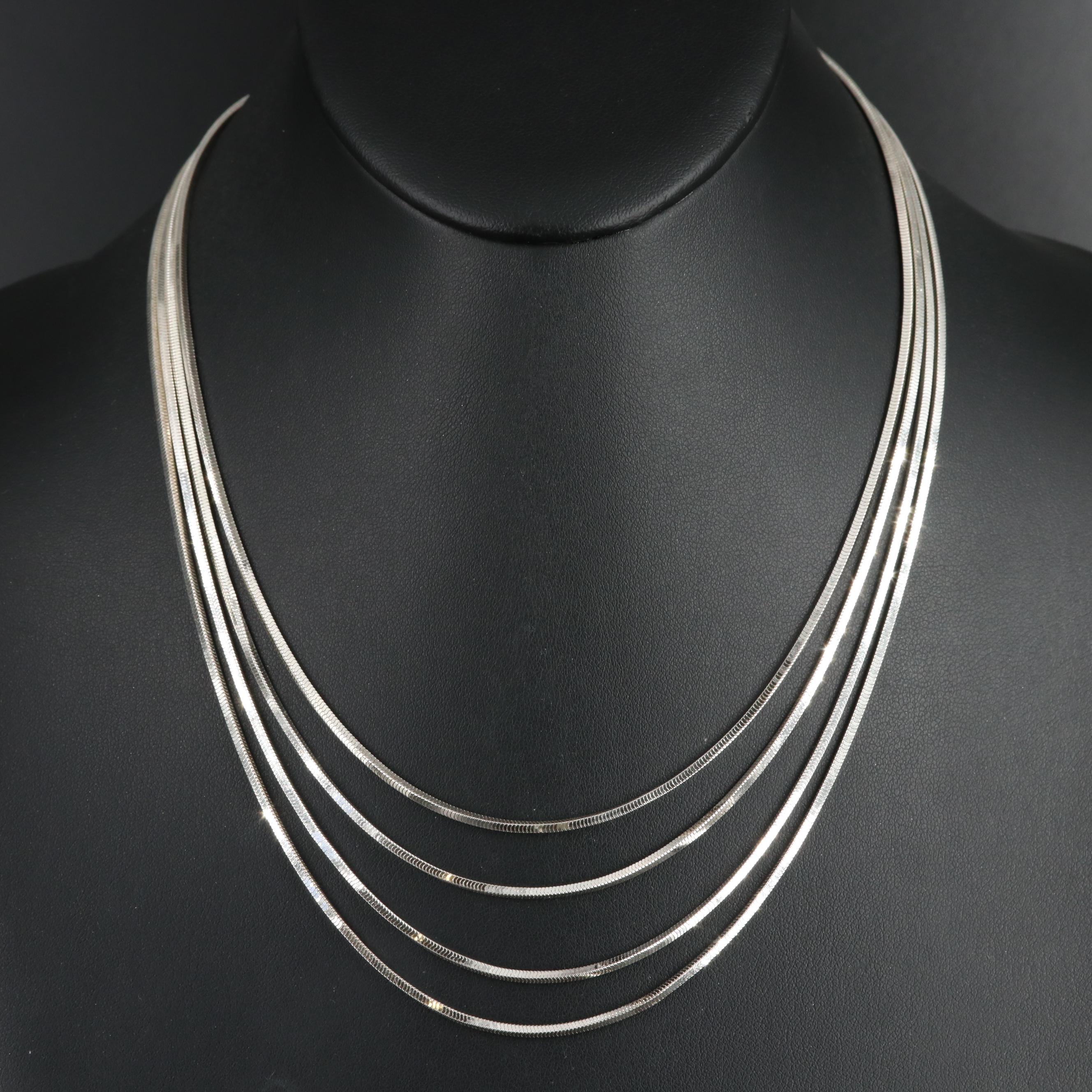 Milor Graduated Square Snake Chain Necklace