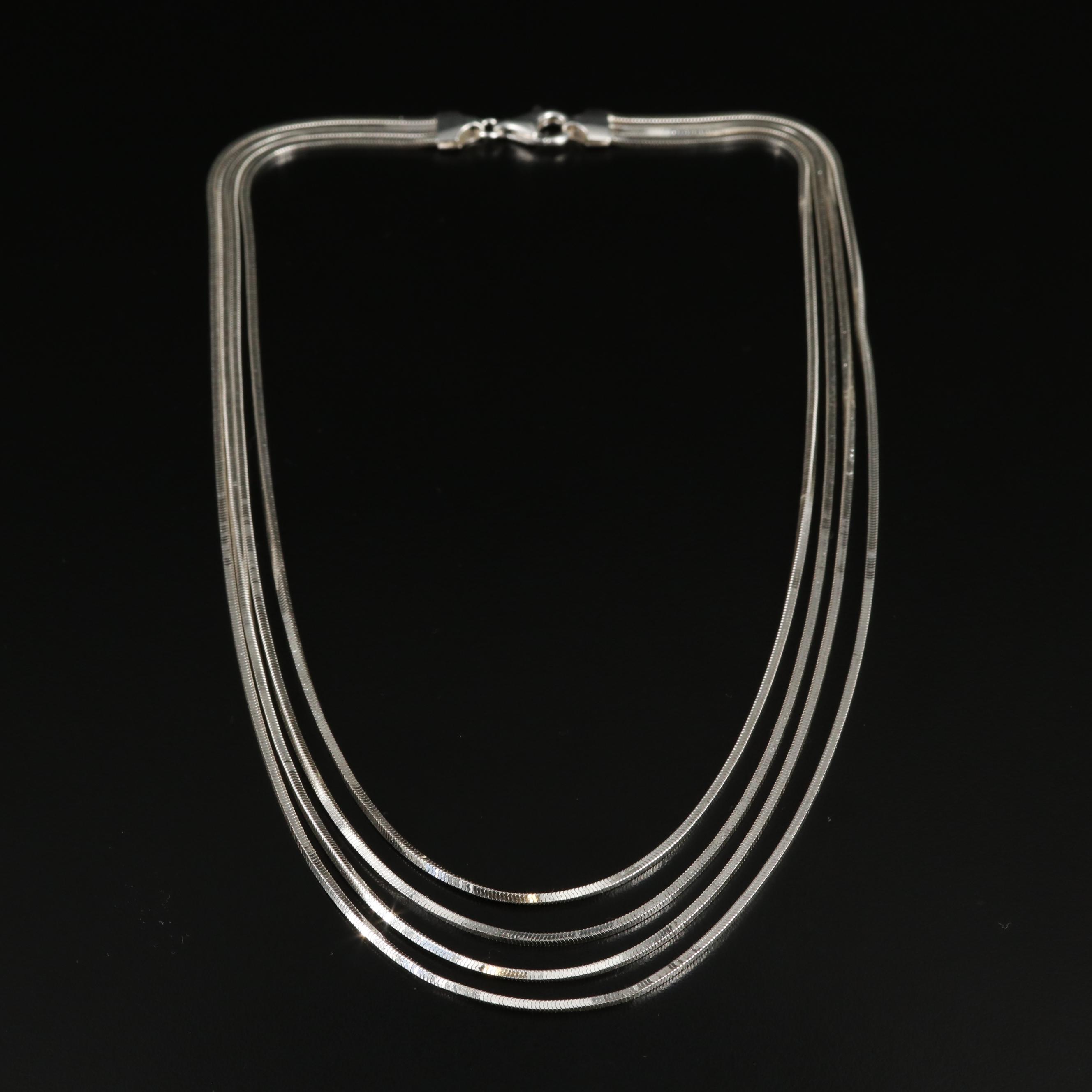 Milor Graduated Square Snake Chain Necklace