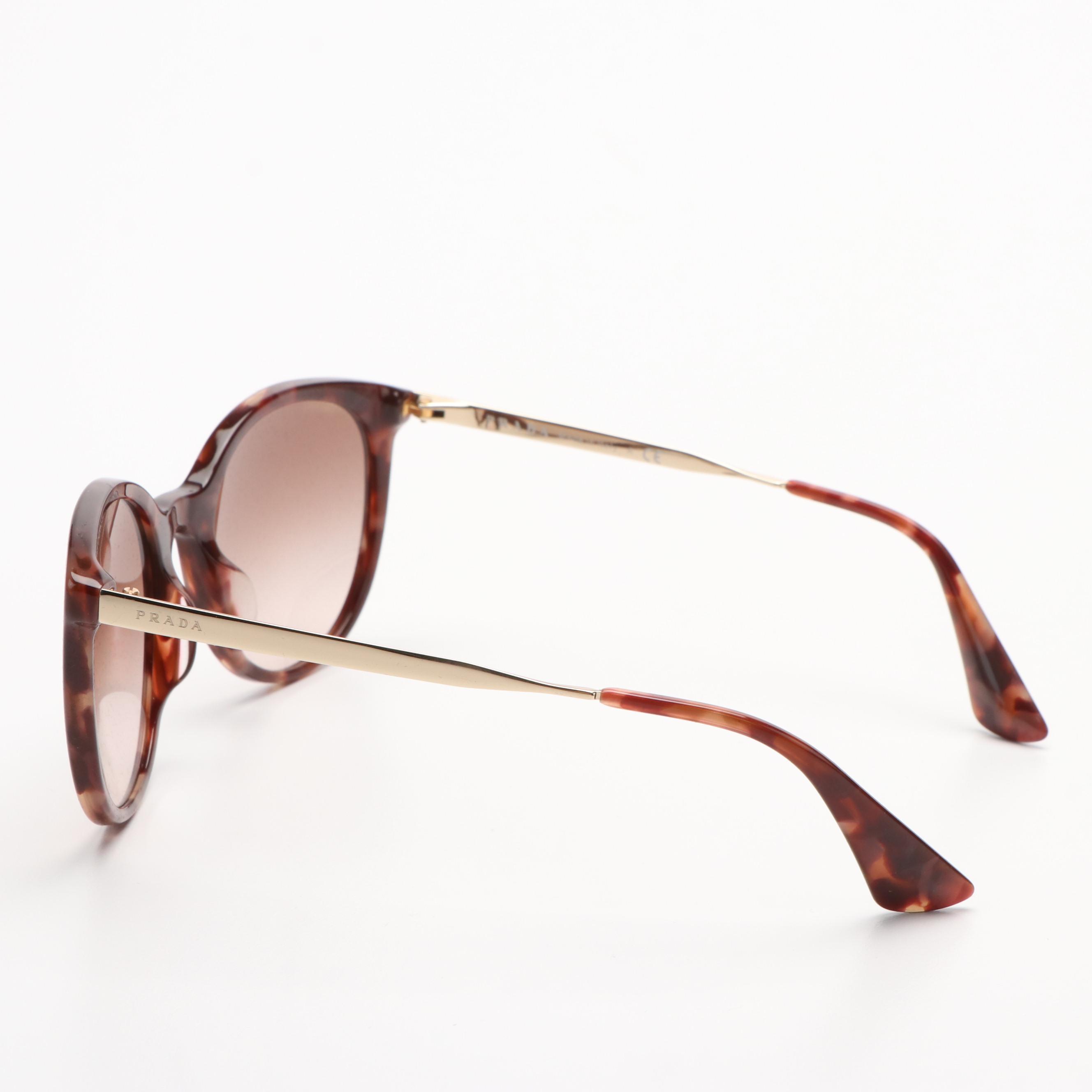 Prada PR17SSF Round Spotted Brown and Brown/Pink Gradient Sunglasses With Case