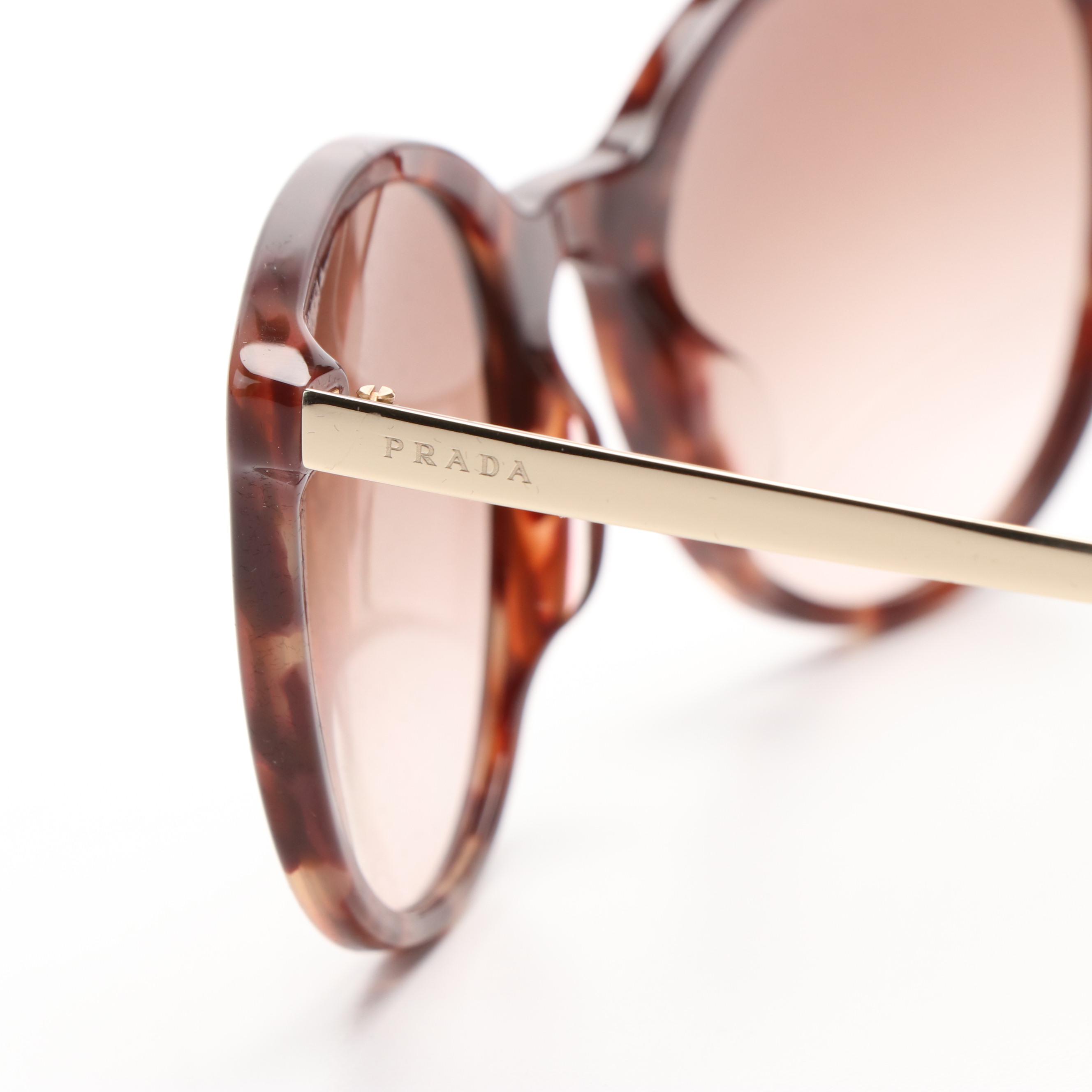 Prada PR17SSF Round Spotted Brown and Brown/Pink Gradient Sunglasses With Case