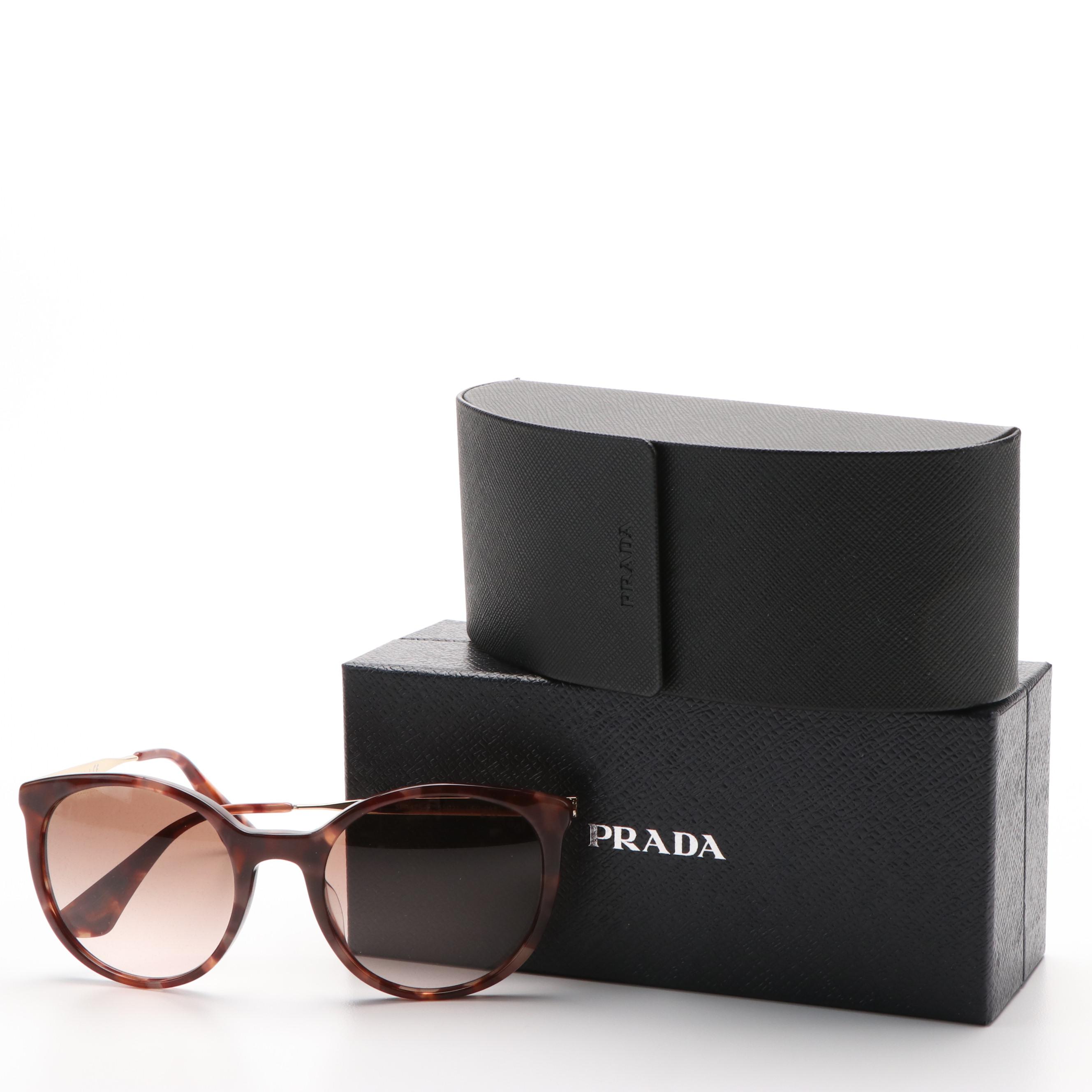 Prada PR17SSF Round Spotted Brown and Brown/Pink Gradient Sunglasses With Case