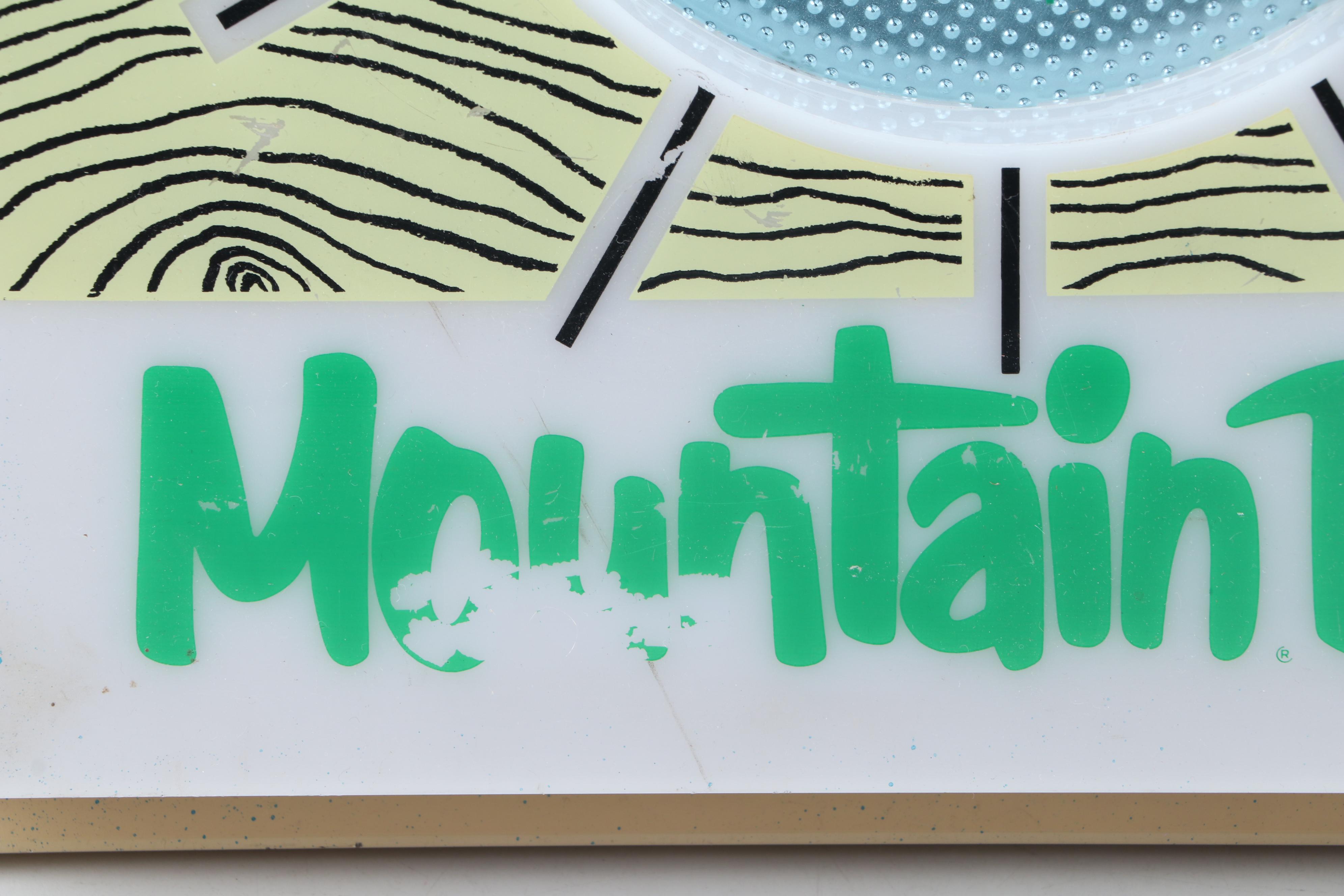 Mountain Dew Illuminated Advertising Wall Clock, Mid-20th Century