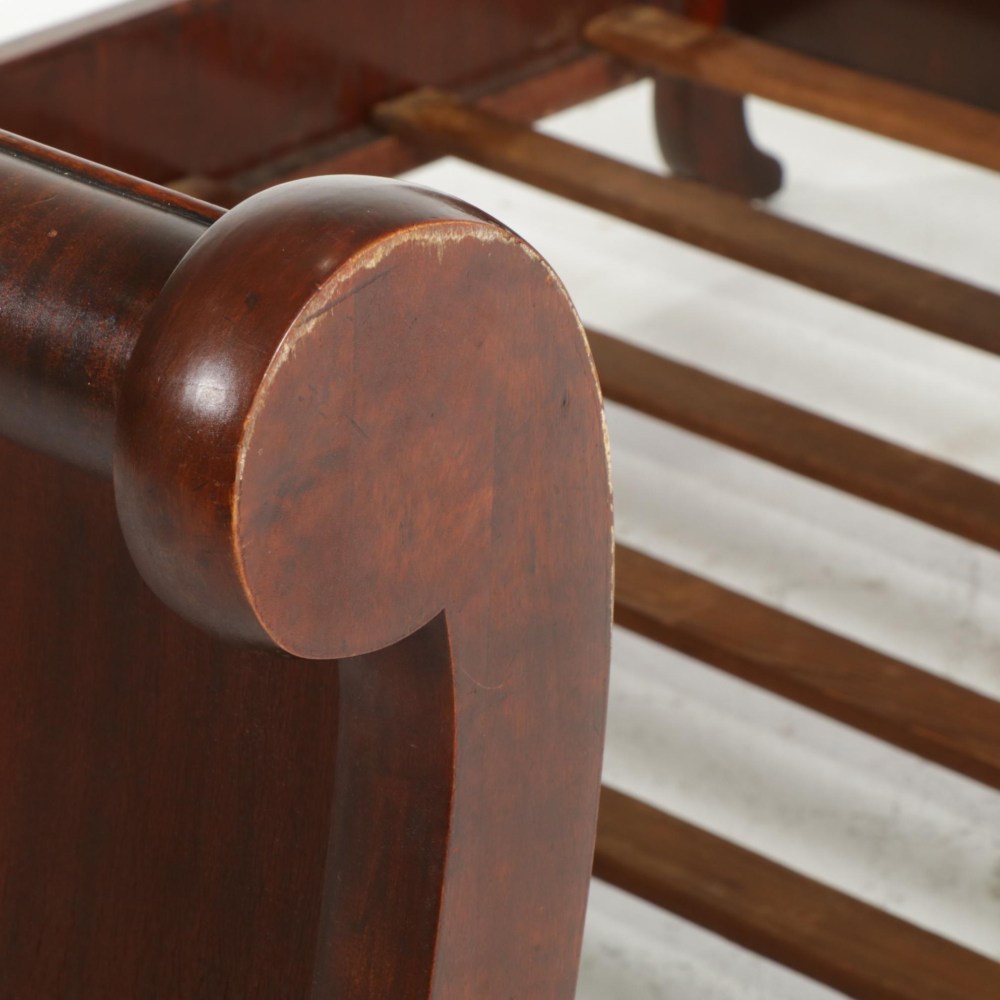 American Empire Style Full Size Mahogany Sleigh Bed, Early 20th Century