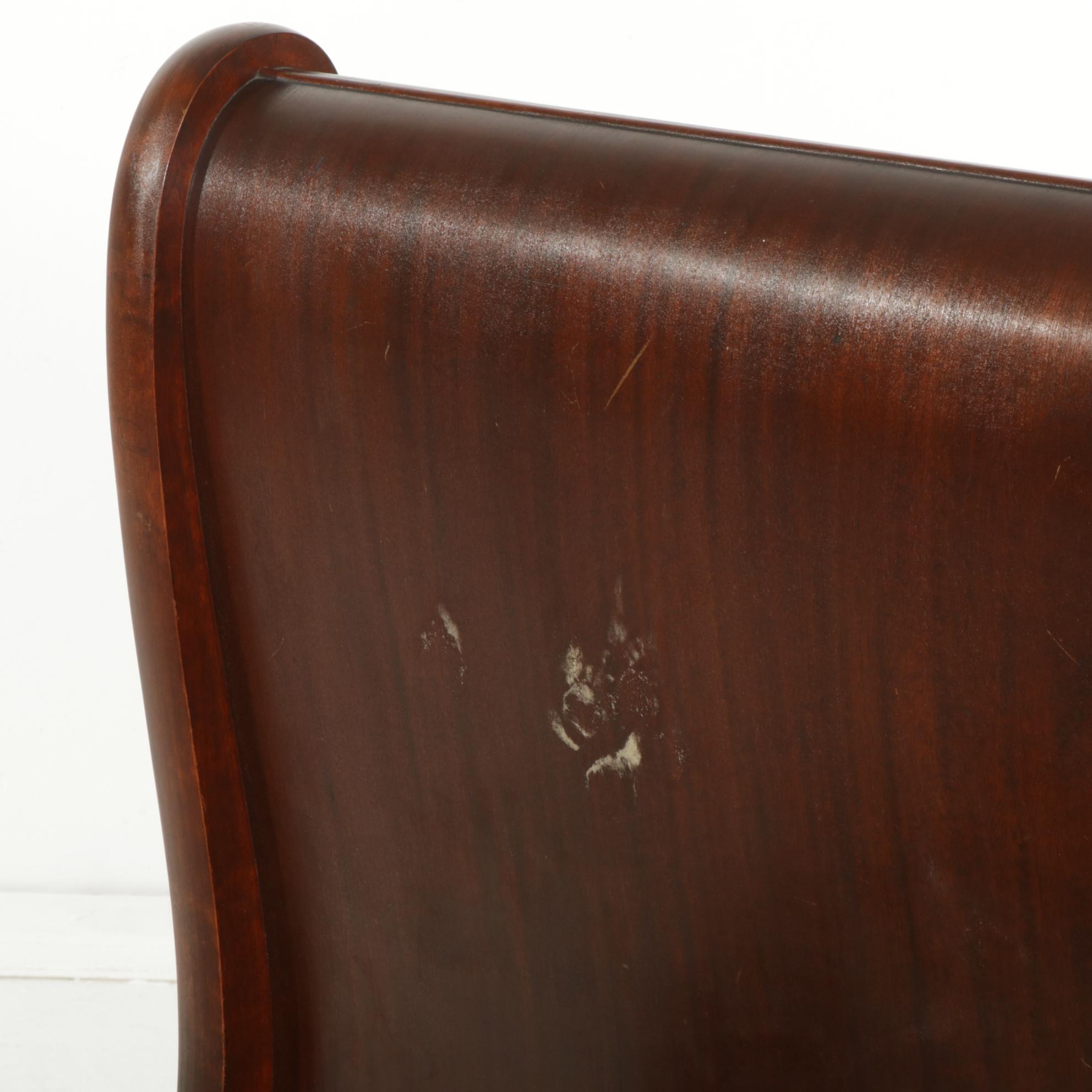 American Empire Style Full Size Mahogany Sleigh Bed, Early 20th Century