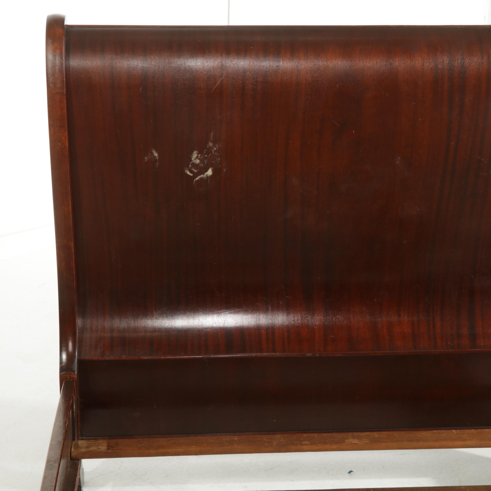 American Empire Style Full Size Mahogany Sleigh Bed, Early 20th Century