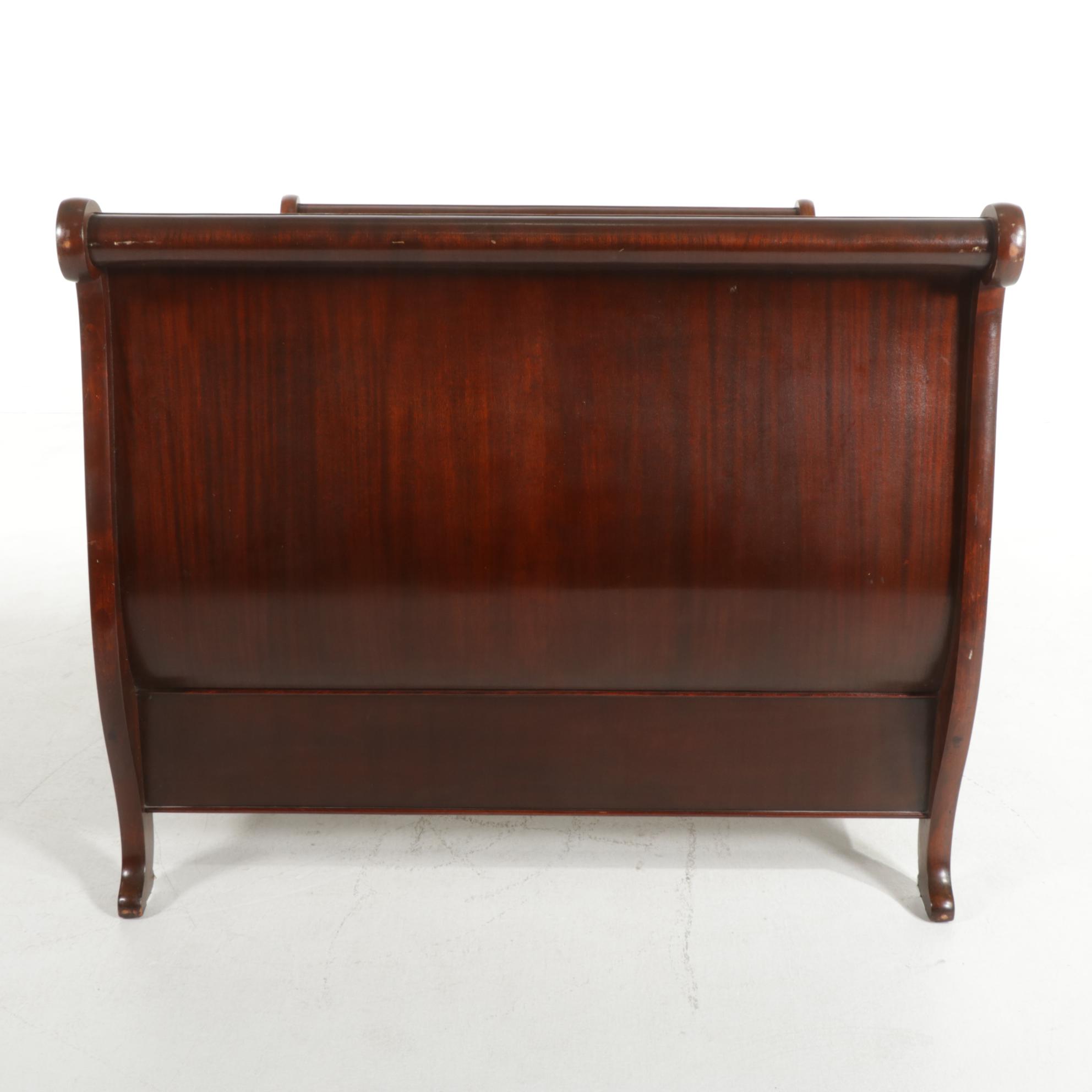 American Empire Style Full Size Mahogany Sleigh Bed, Early 20th Century
