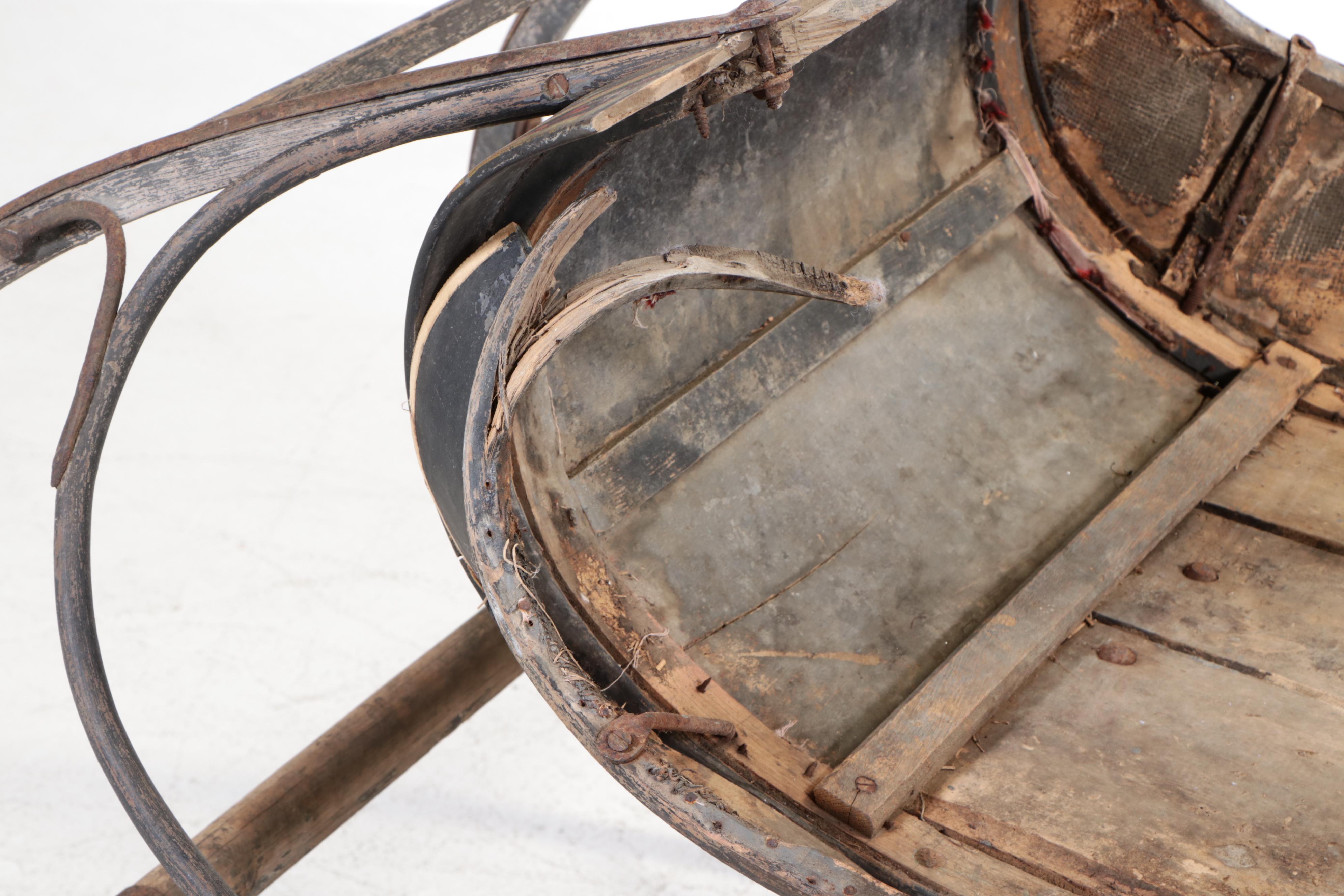 Hawk Polychrome Wood Horse Drawn Sleigh