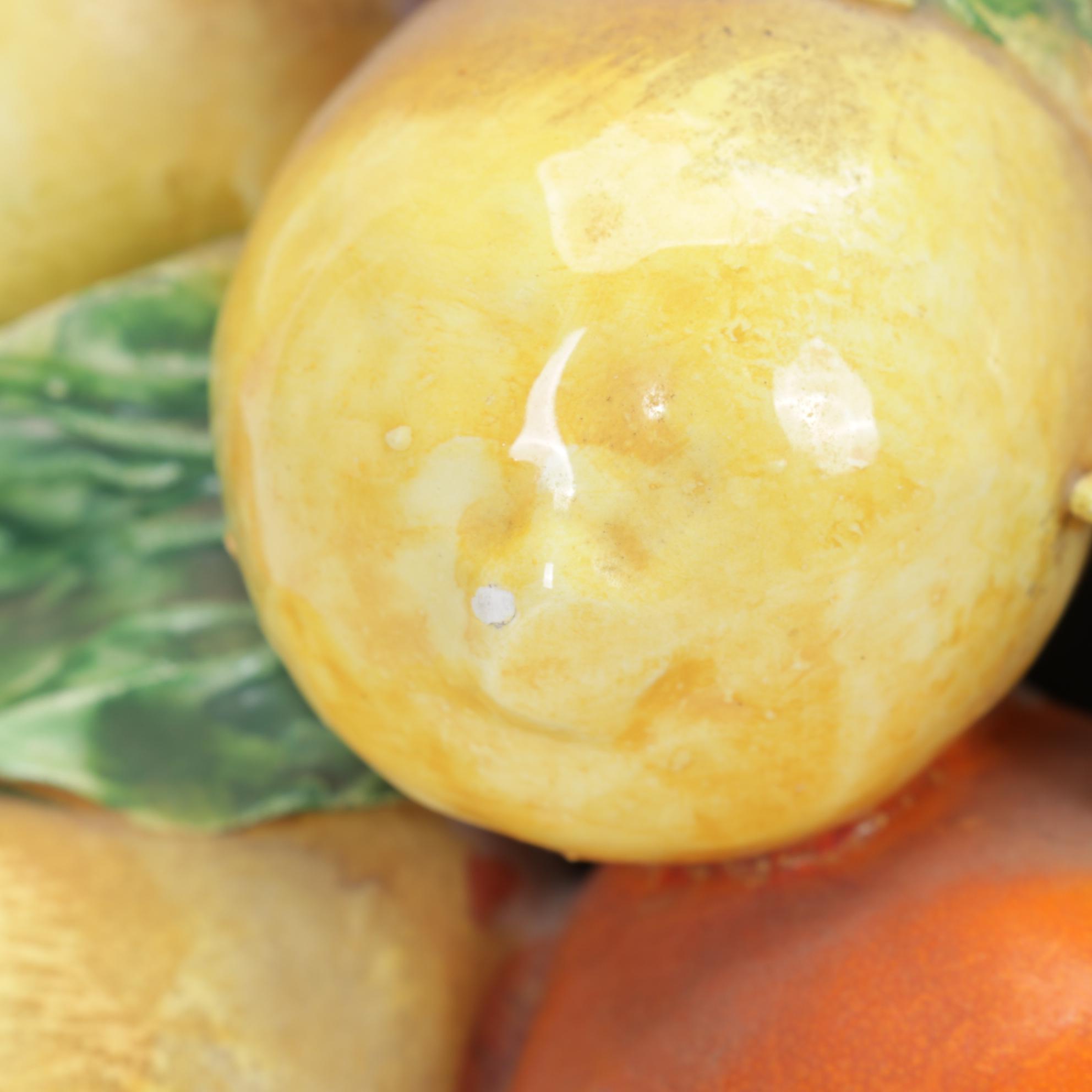 Pair of Italian Majolica Lemon and Orange Tabletop Topiaries