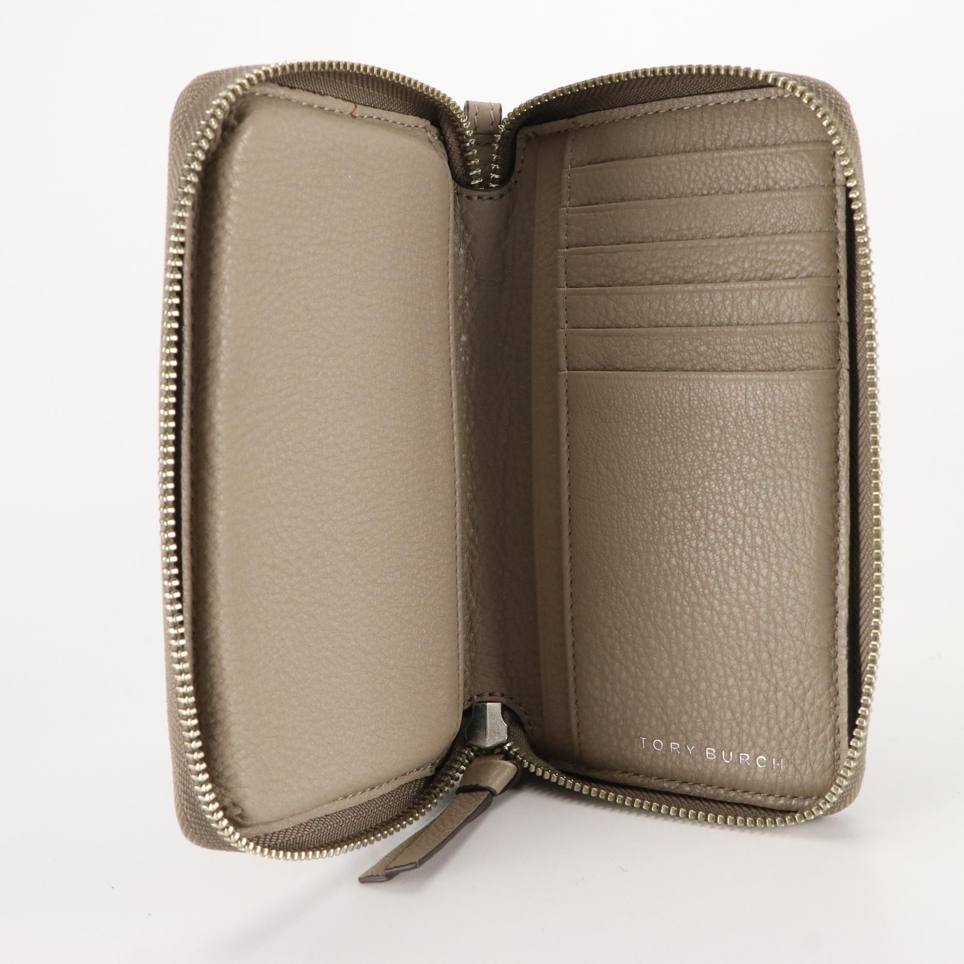 Tory Burch Harper Zip-Around Coin Case and Wristlet Clutch in Grain Leather