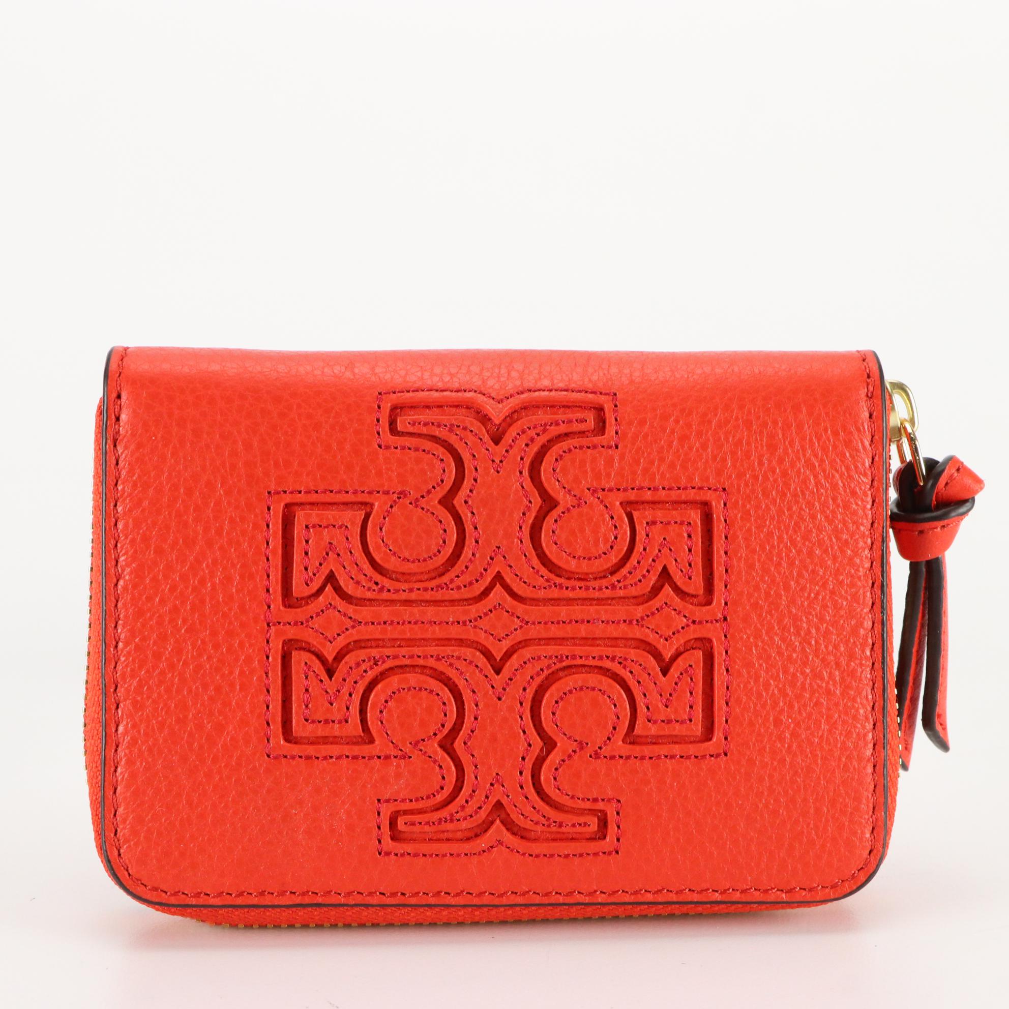 Tory Burch Harper Zip-Around Coin Case and Wristlet Clutch in Grain Leather