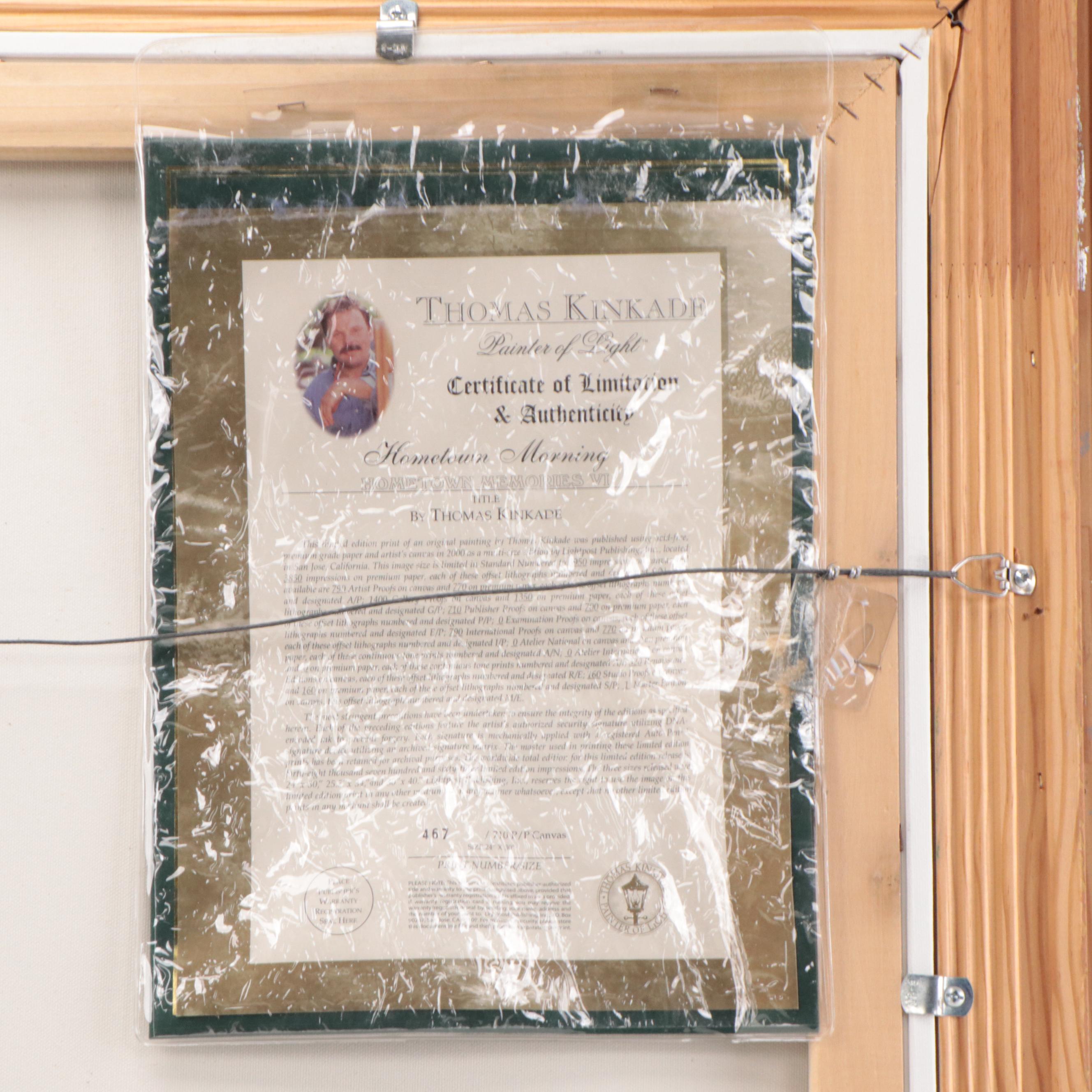 Thomas Kinkade Embellished Offset Lithograph "Hometown Morning"