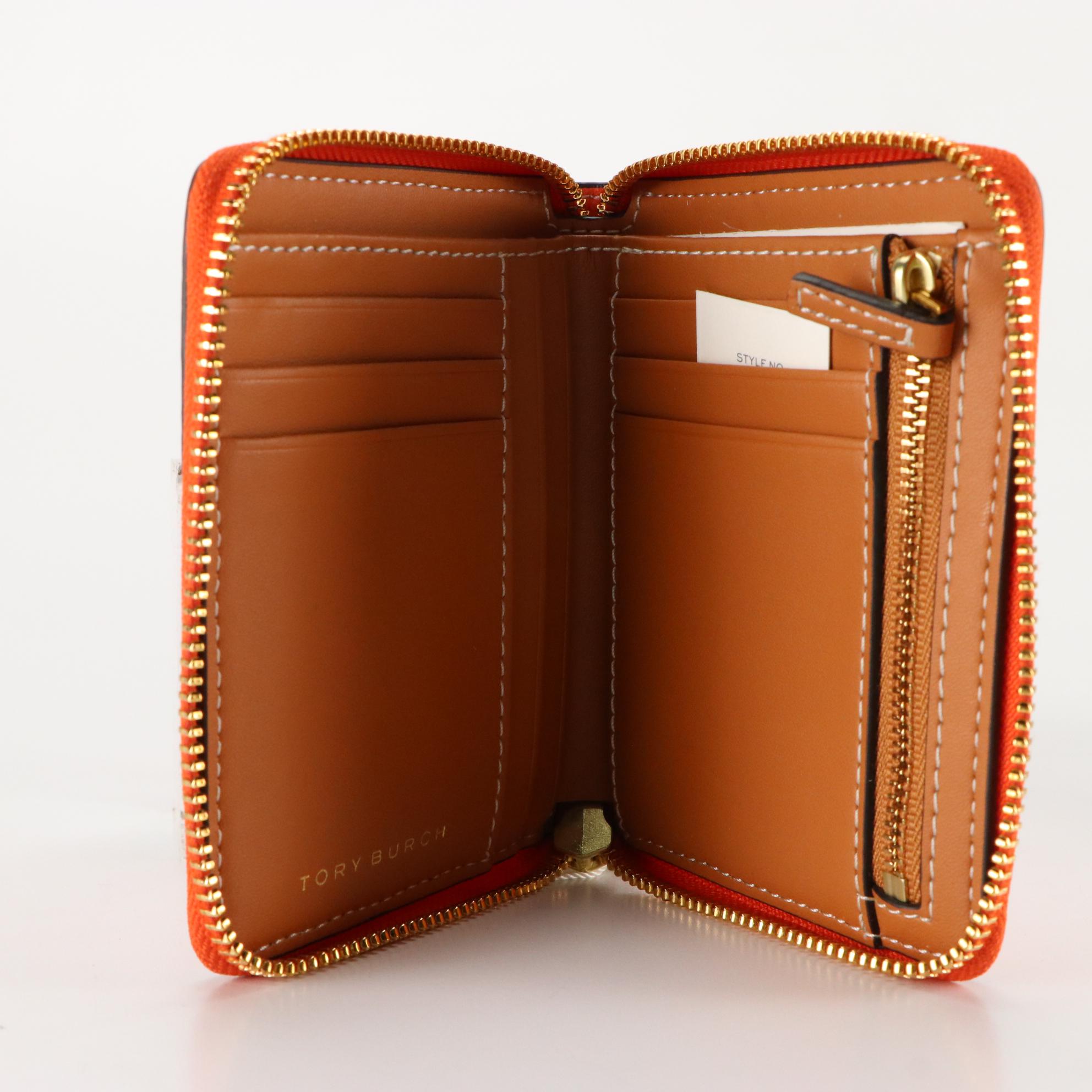 Tory Burch Perforated Logo Grain Leather and Patent Leather Zip-Around Wallets