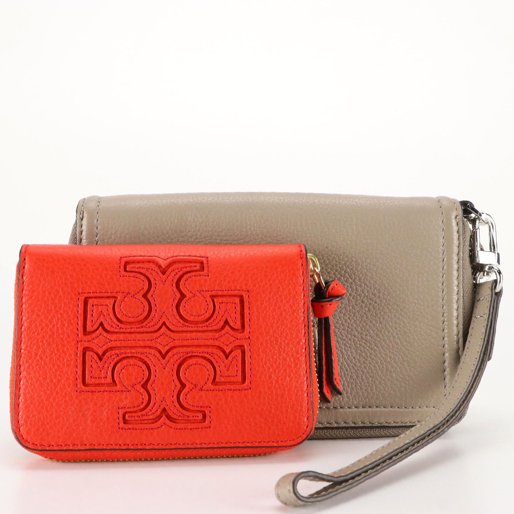 Tory Burch Harper Zip-Around Coin Case and Wristlet Clutch in Grain Leather
