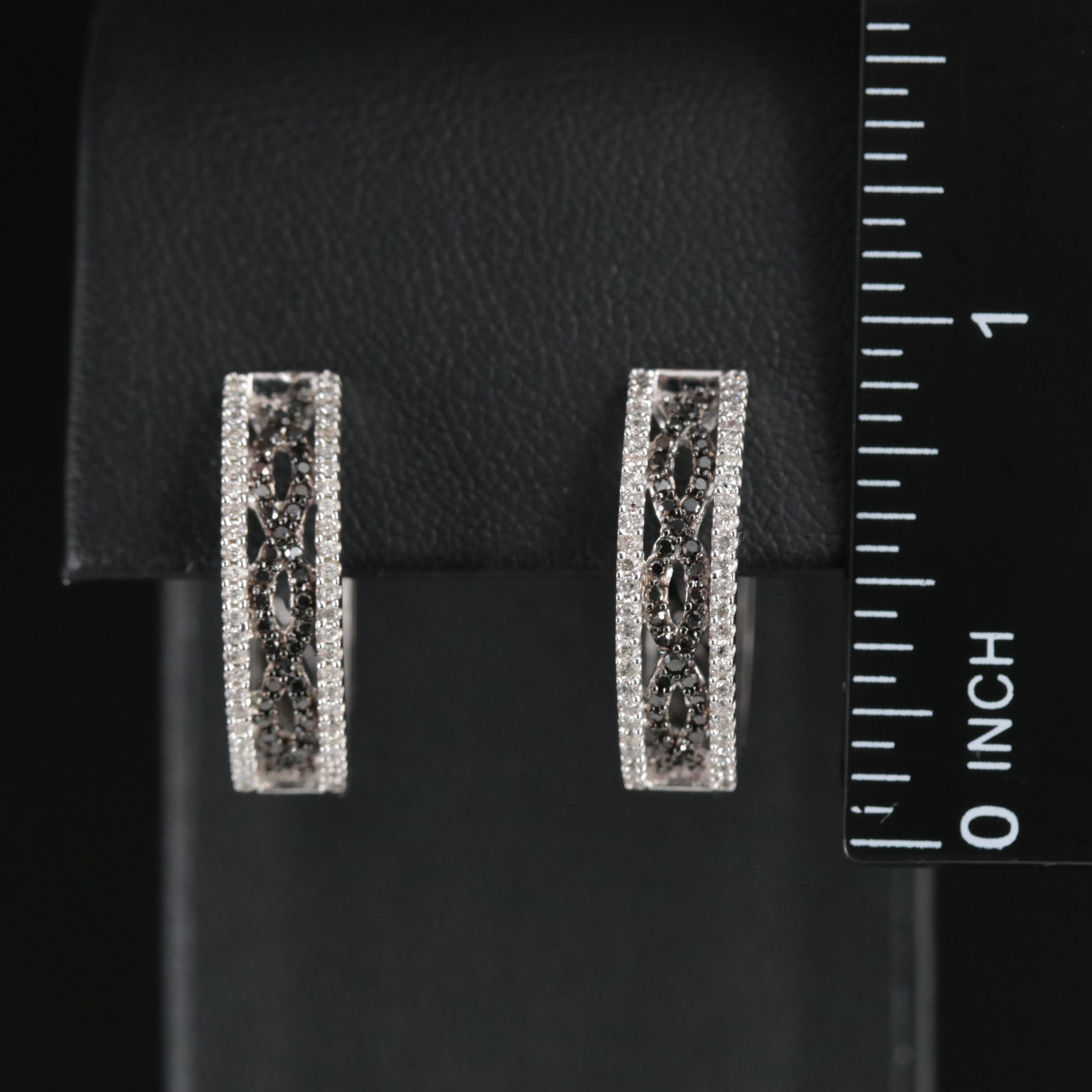 14K 0.70 CTW Diamond Hoop Earrings with Fancy Black Diamonds