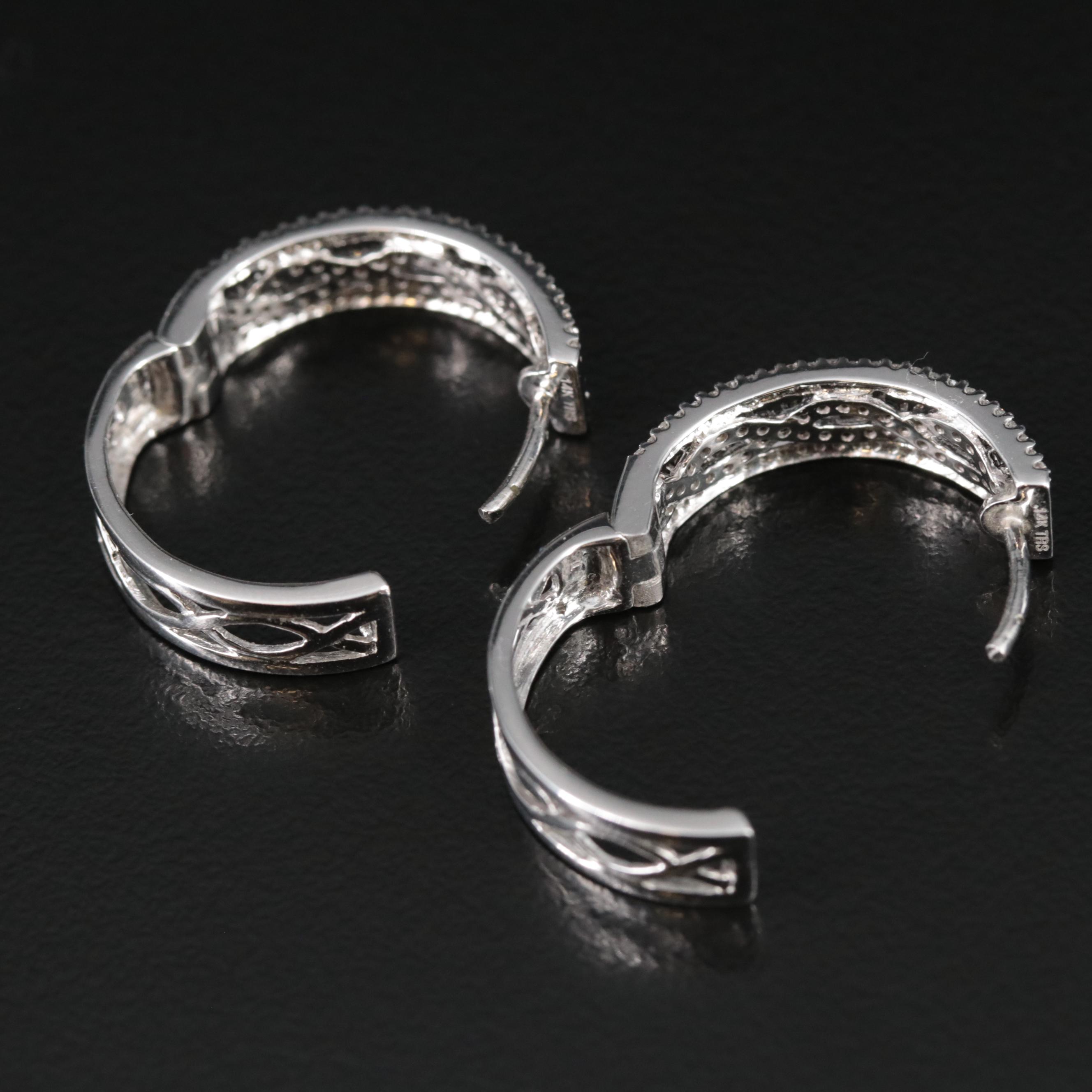 14K 0.70 CTW Diamond Hoop Earrings with Fancy Black Diamonds