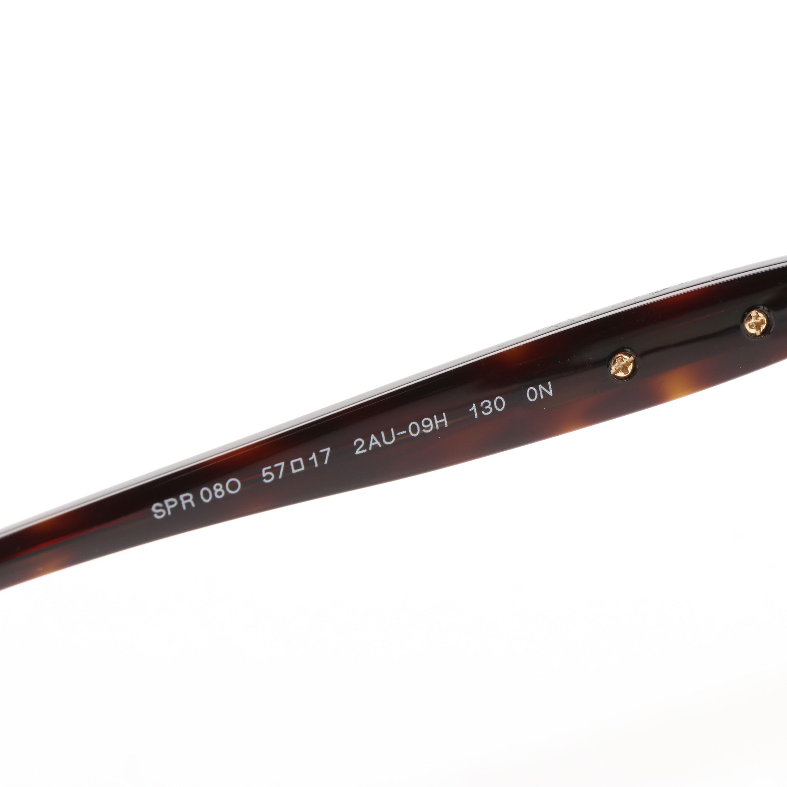 Prada PR08OS Rectangular Dark Havana and Light Blue Filter Sunglasses With Case