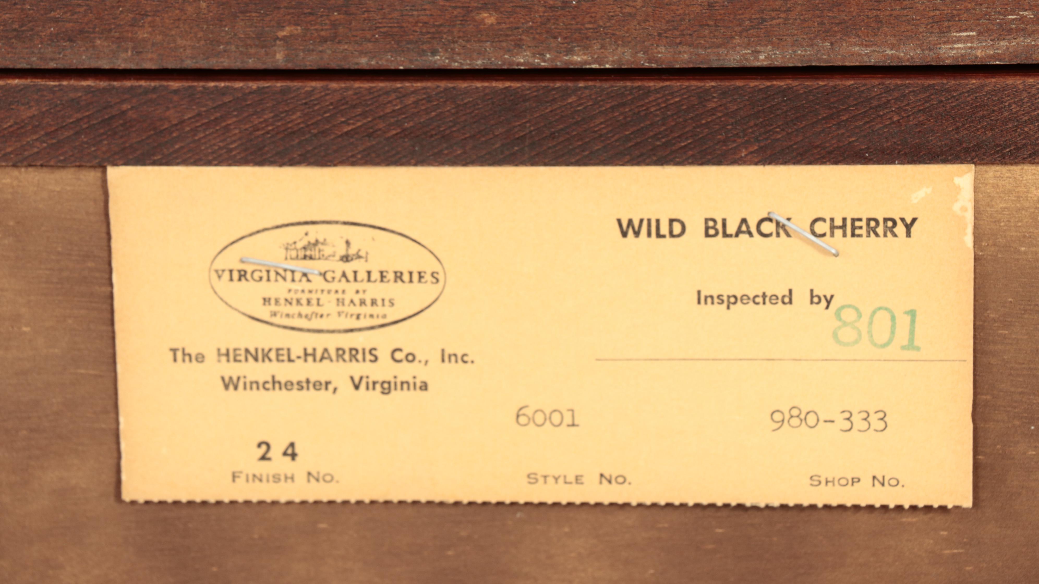 Henkel-Harris Virginia Galleries "John Hancock" Cherry Secretary Bookcase