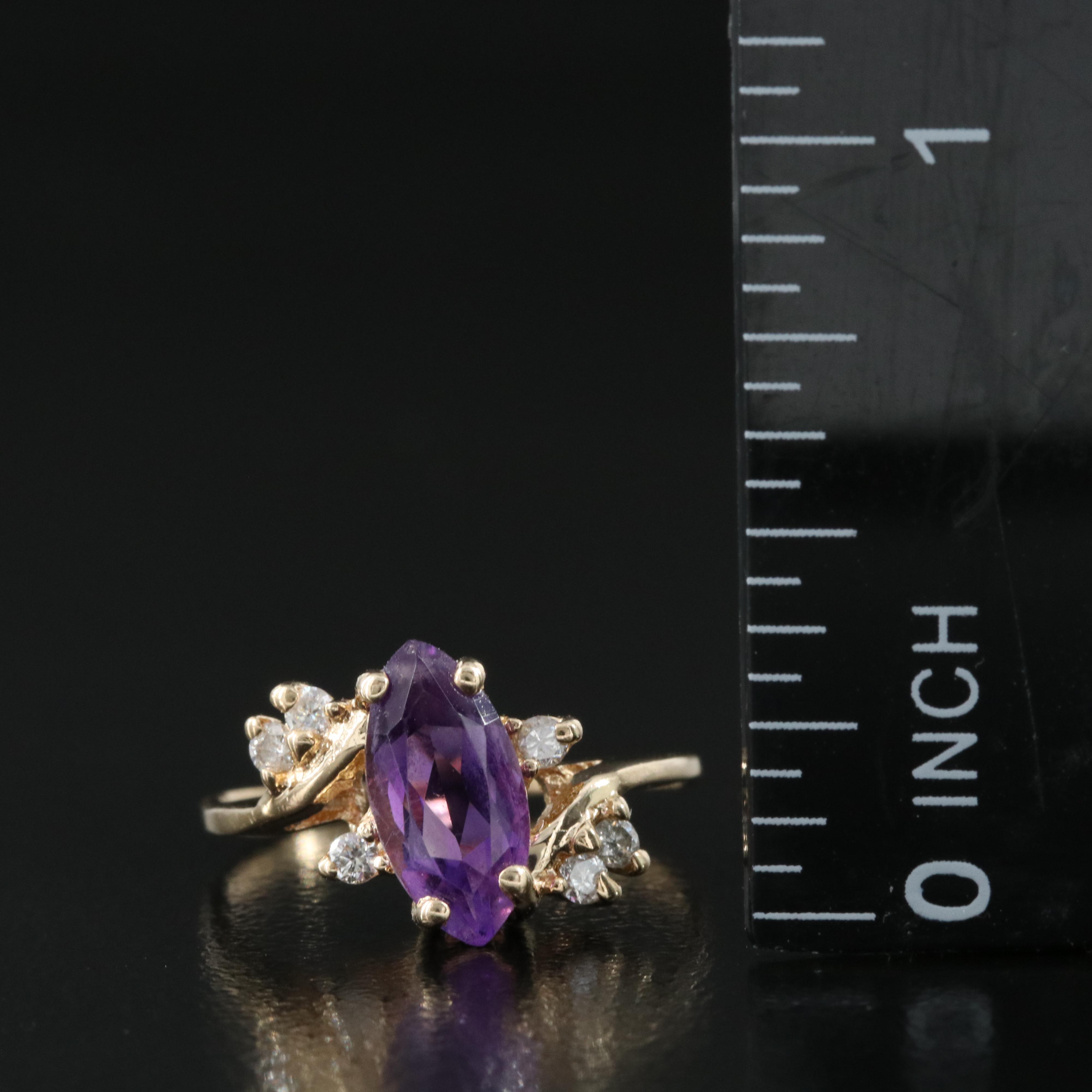 14K Amethyst and Diamond Ring