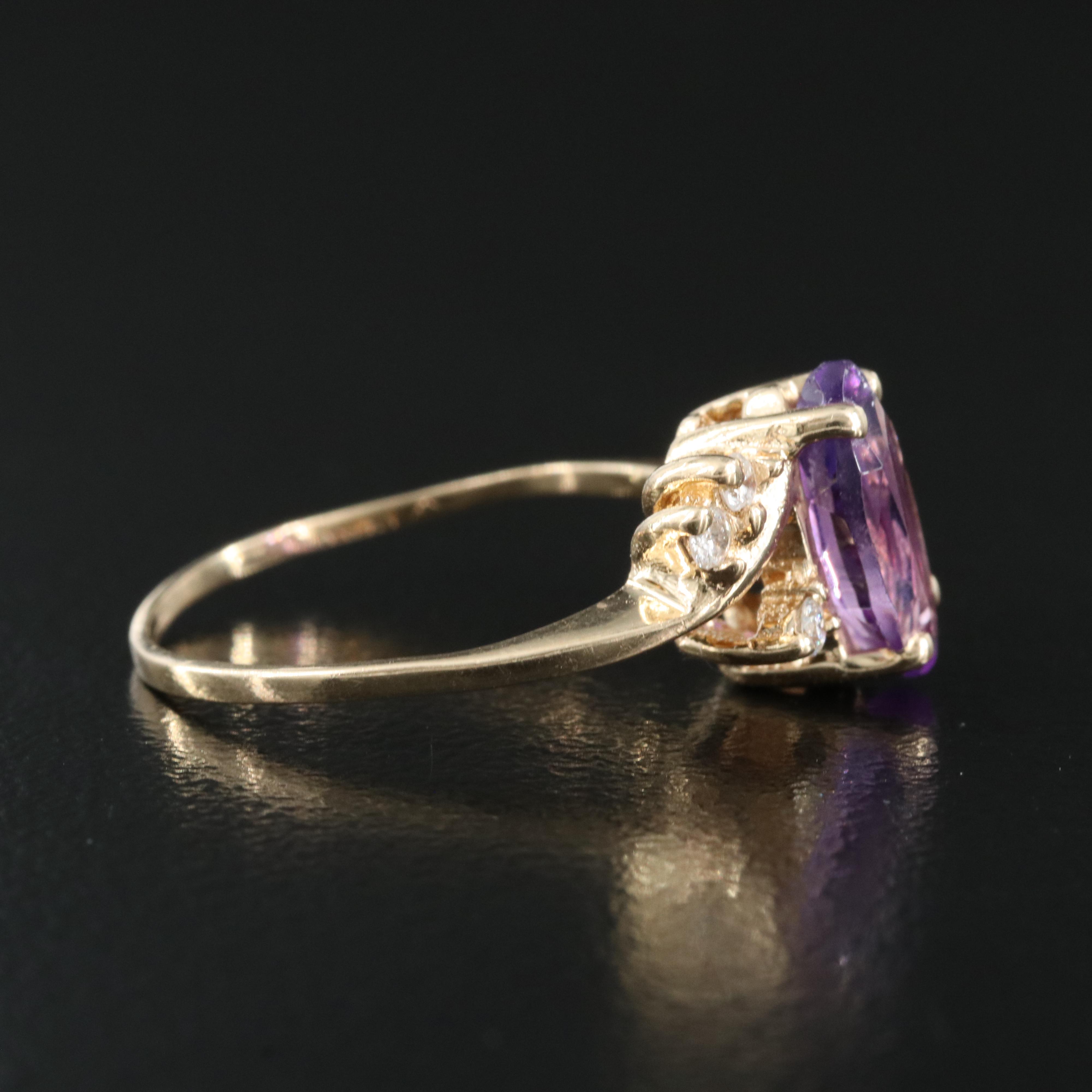 14K Amethyst and Diamond Ring