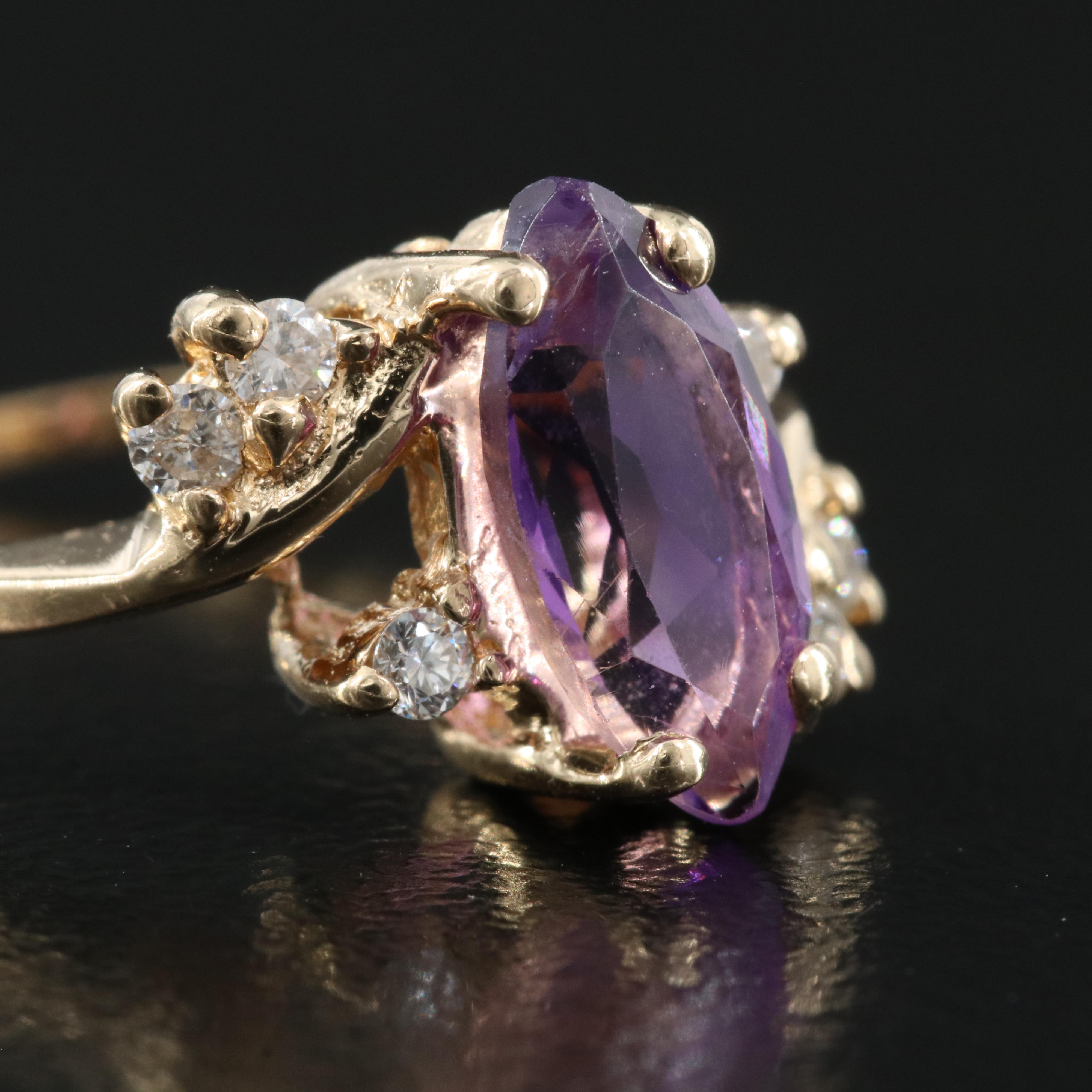 14K Amethyst and Diamond Ring