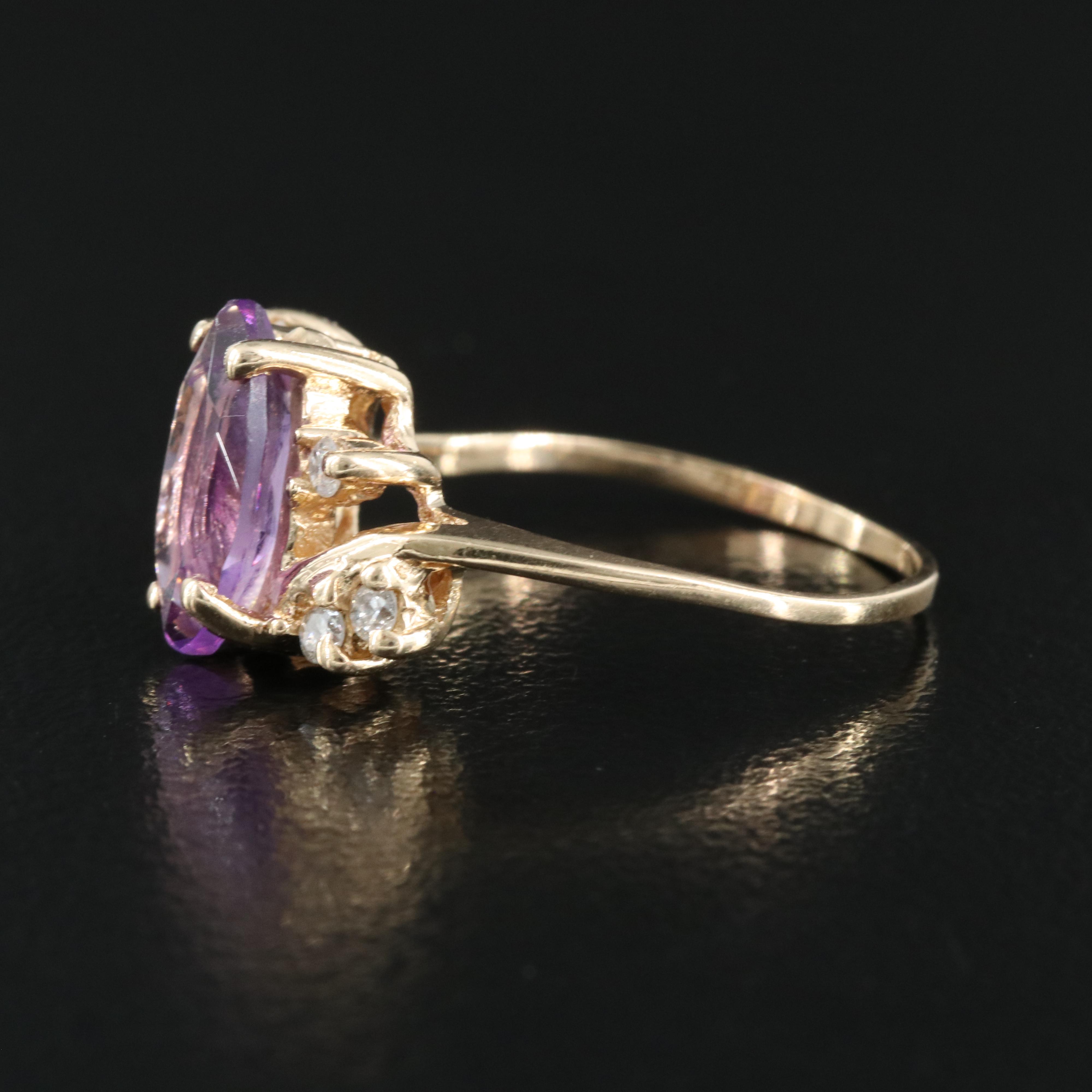 14K Amethyst and Diamond Ring