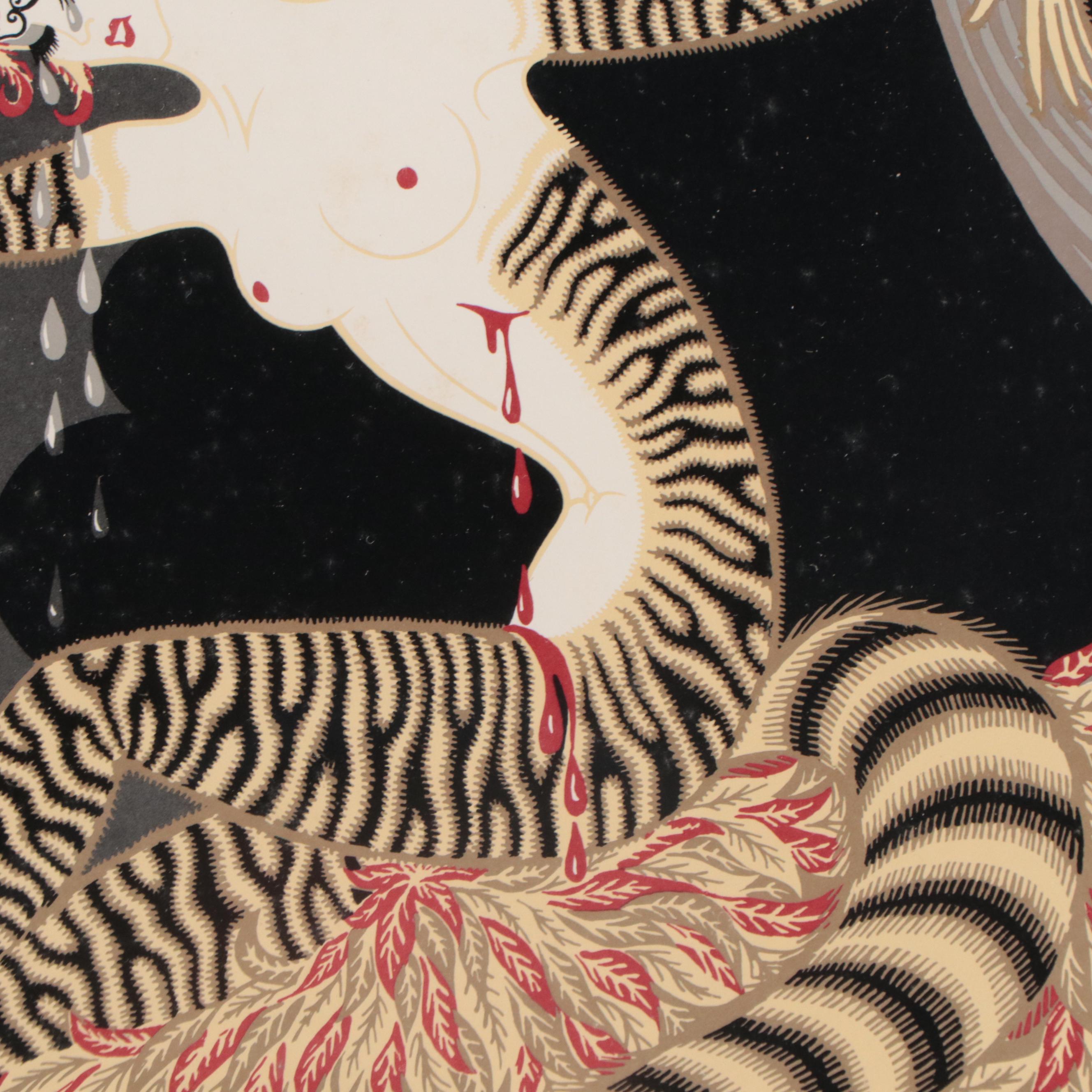 Lithograph After Erté "Tiger Lady in Tree"