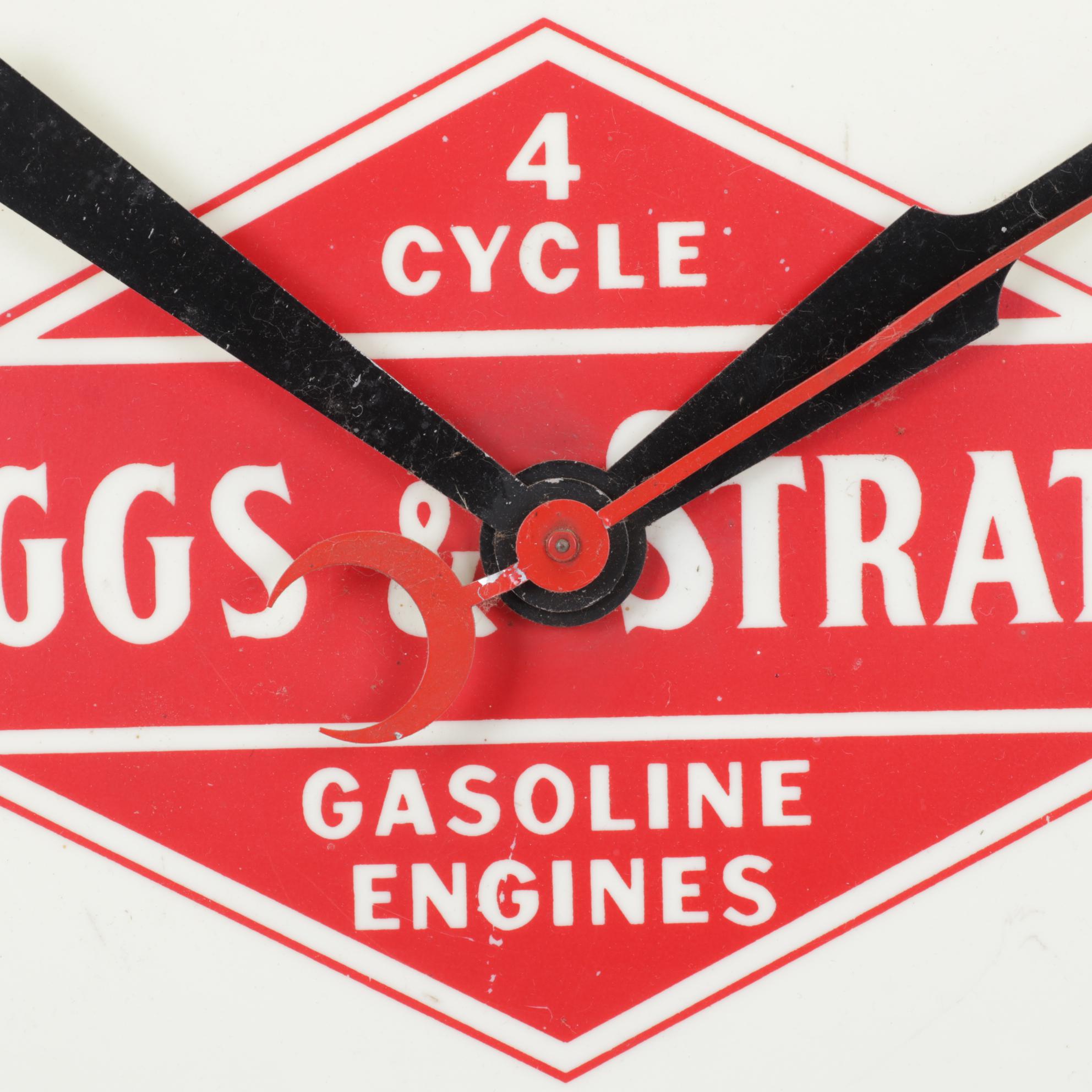 Briggs & Stratton Gasoline Engines Illuminated Advertising Clock, Mid-20th C.