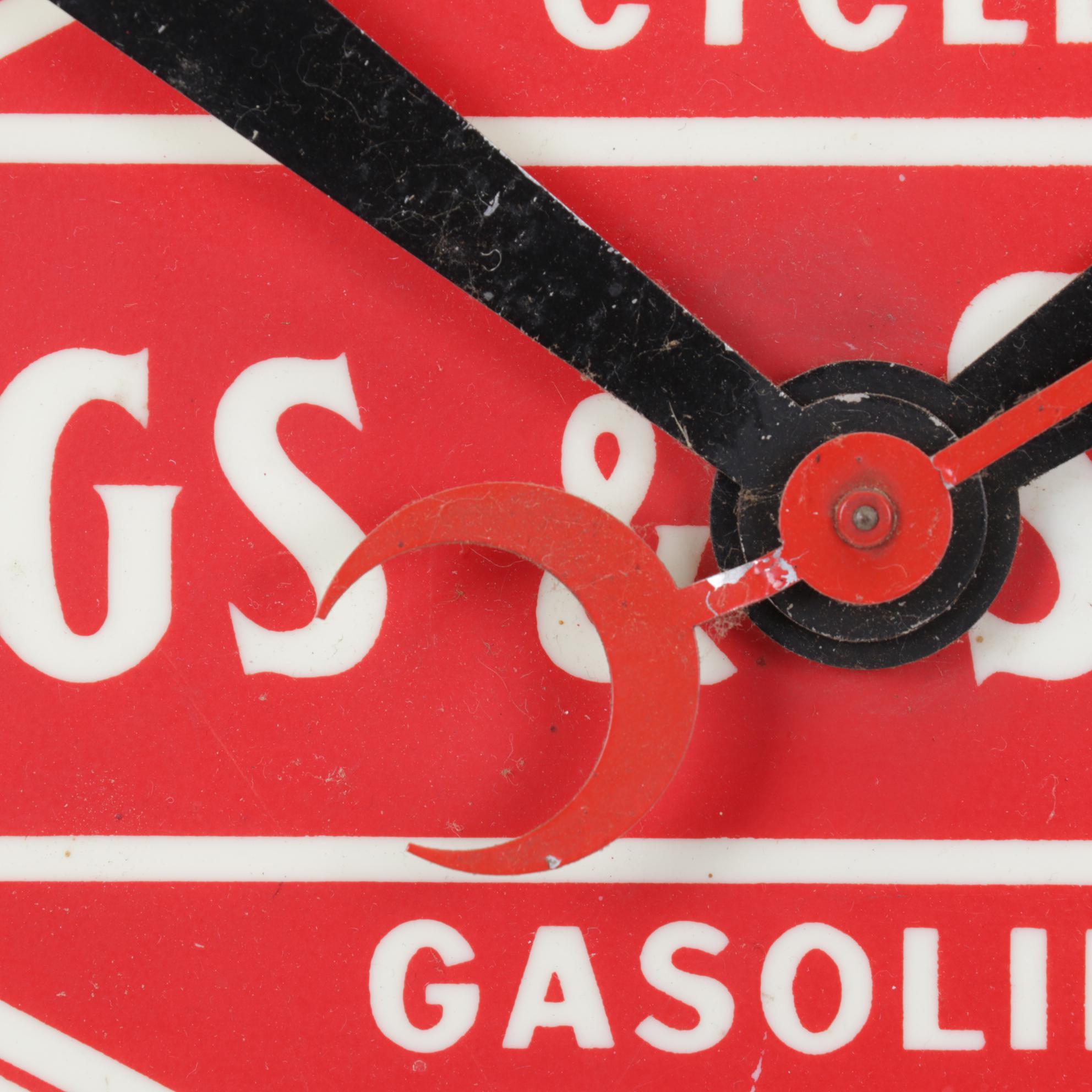 Briggs & Stratton Gasoline Engines Illuminated Advertising Clock, Mid-20th C.