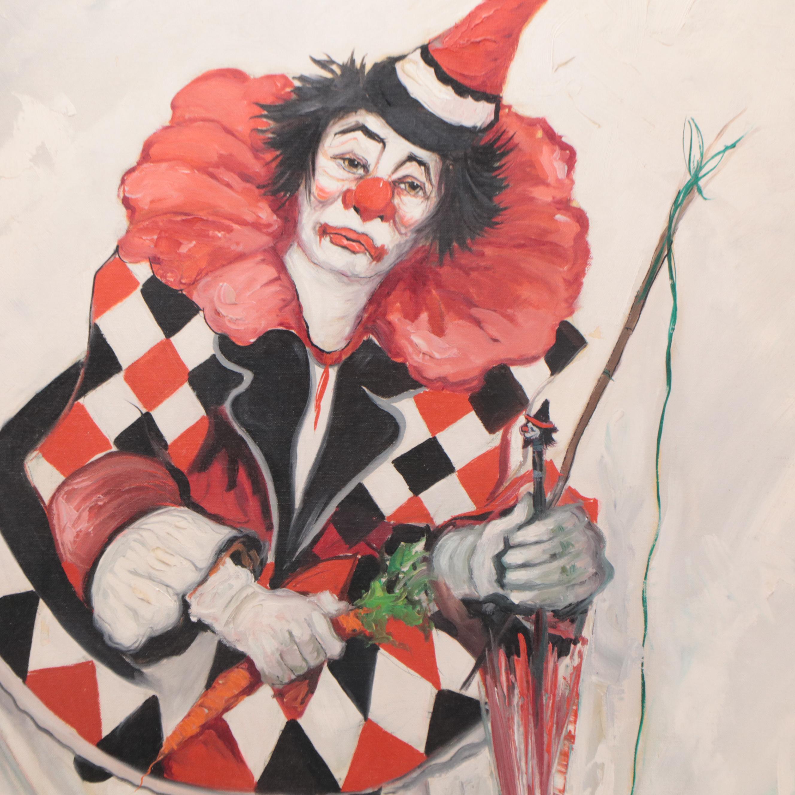 Louis Spiegel Clown Portrait Oil Painting