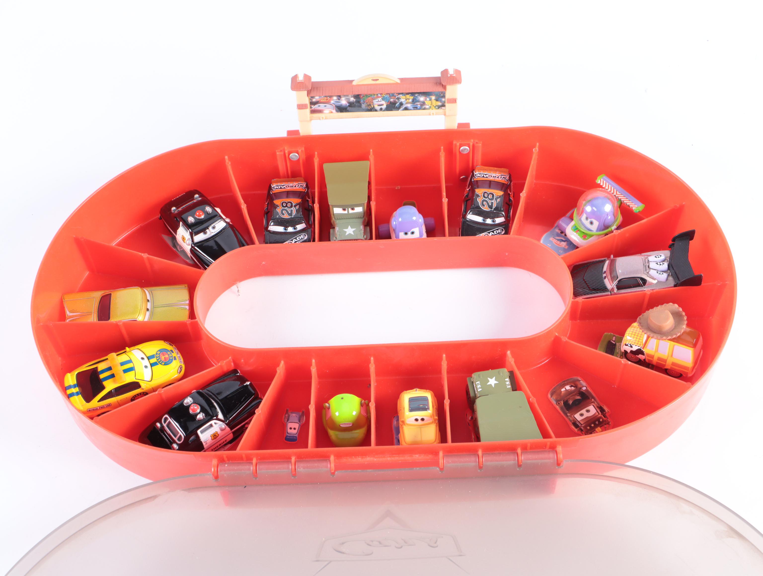 Disney/Pixar's "Cars" Mattel Diecast Character Stock Cars With Oval Carry Case