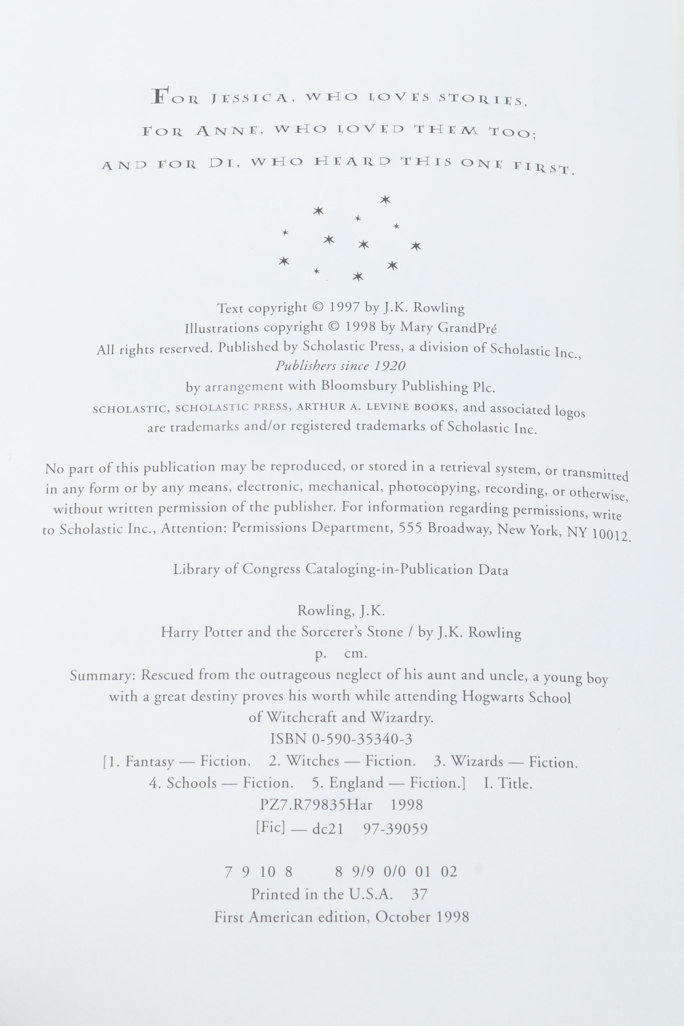 First American Edition "Harry Potter" Complete Series by J. K. Rowling