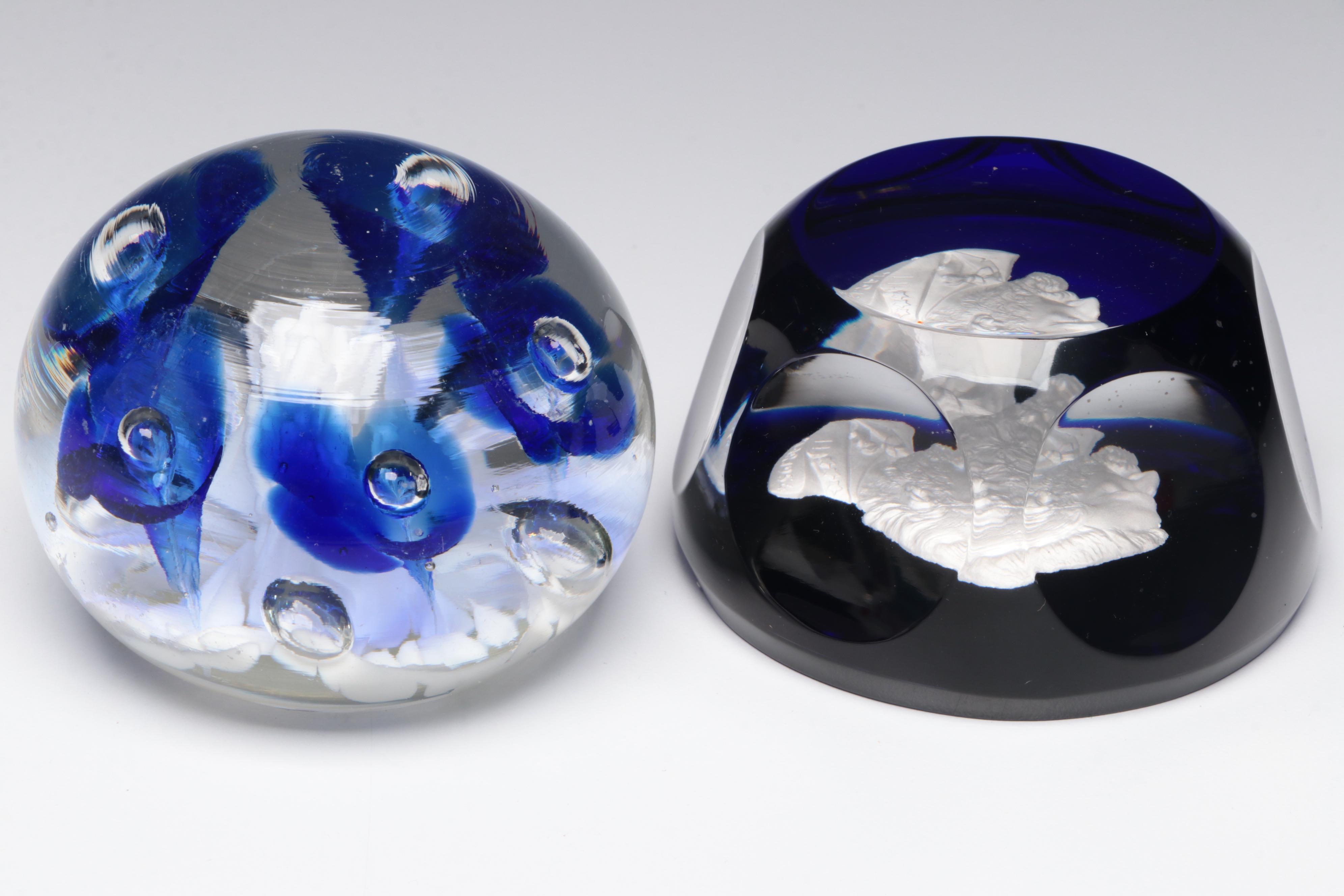 Joe St. Clair with Cameo and Other Art Glass Paperweights