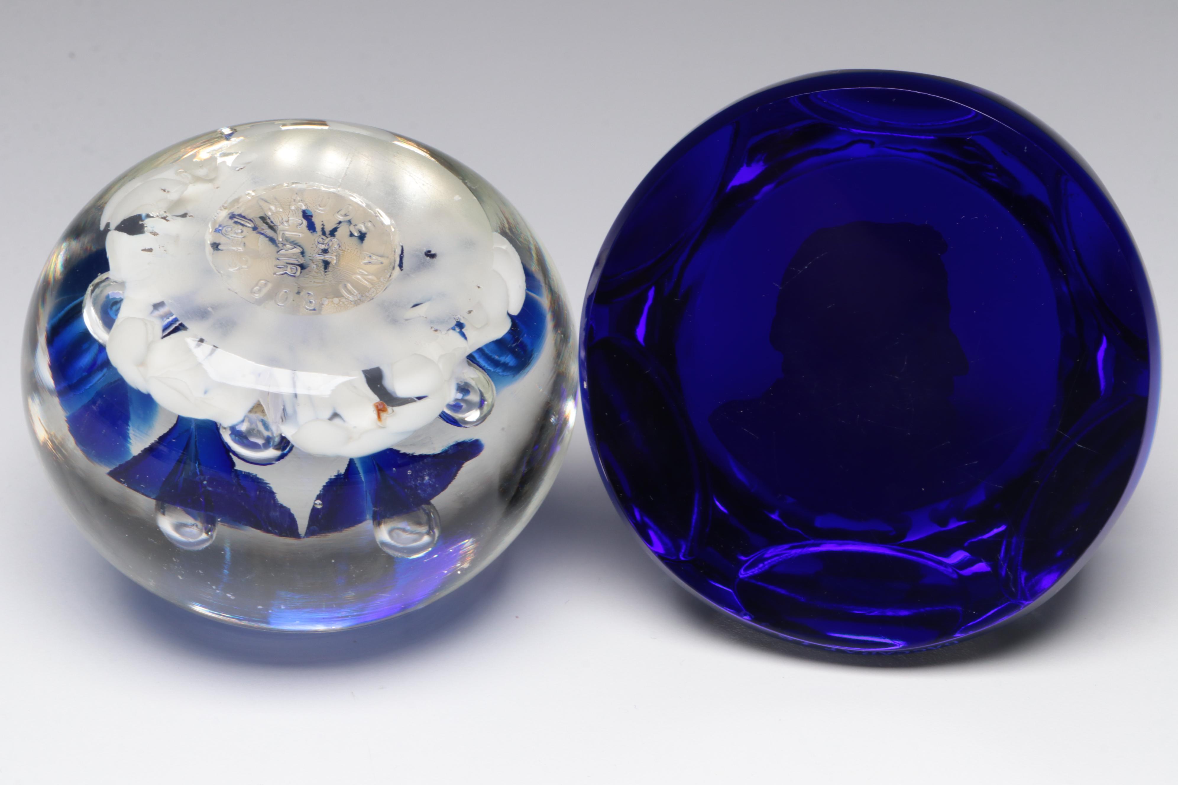 Joe St. Clair with Cameo and Other Art Glass Paperweights