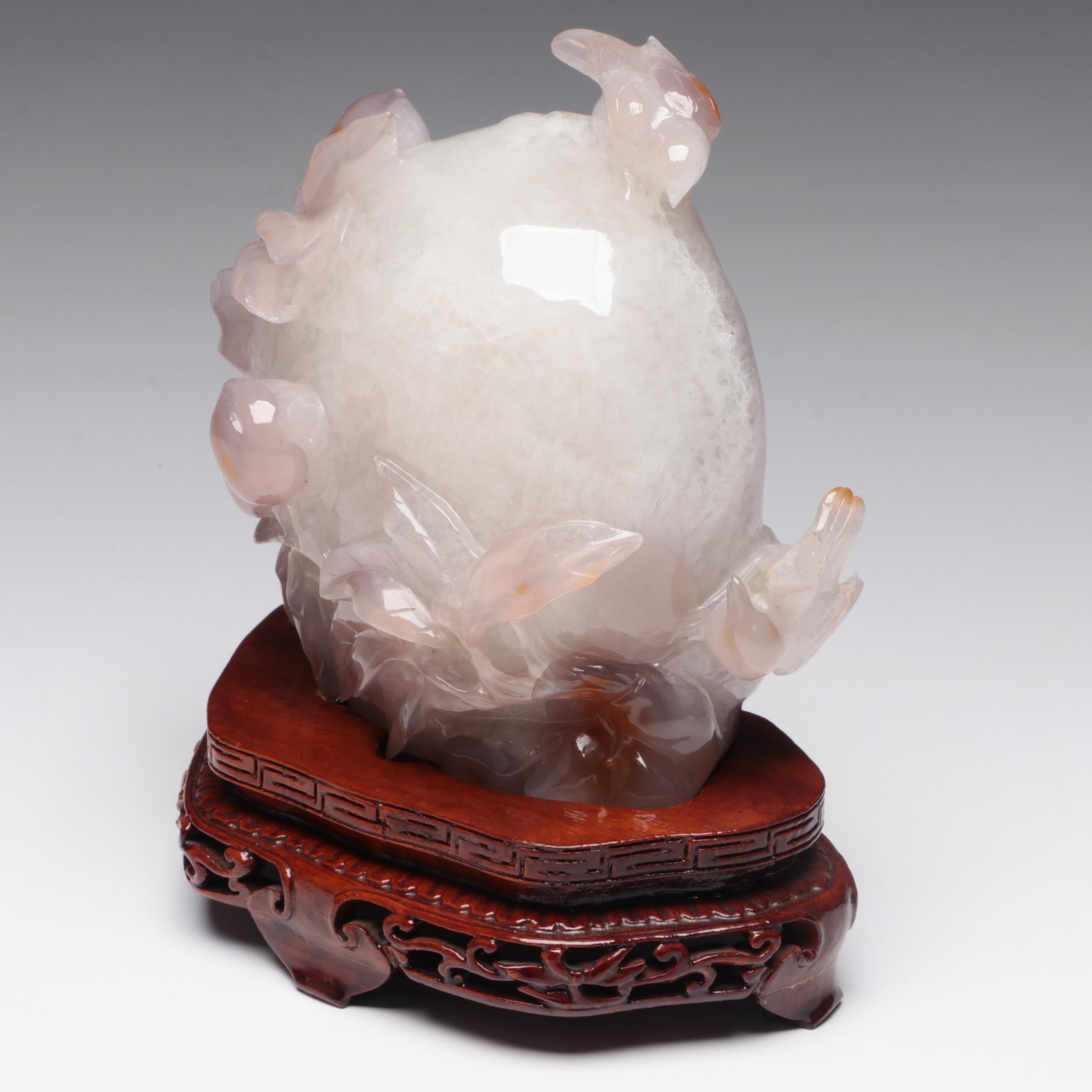 Chinese Carved Agate Figure of a Fruit