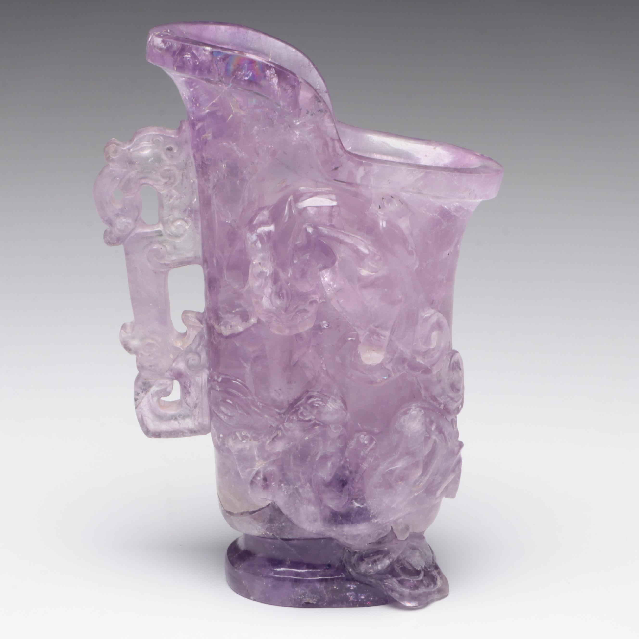 Chinese Carved Amethyst Libation Cup