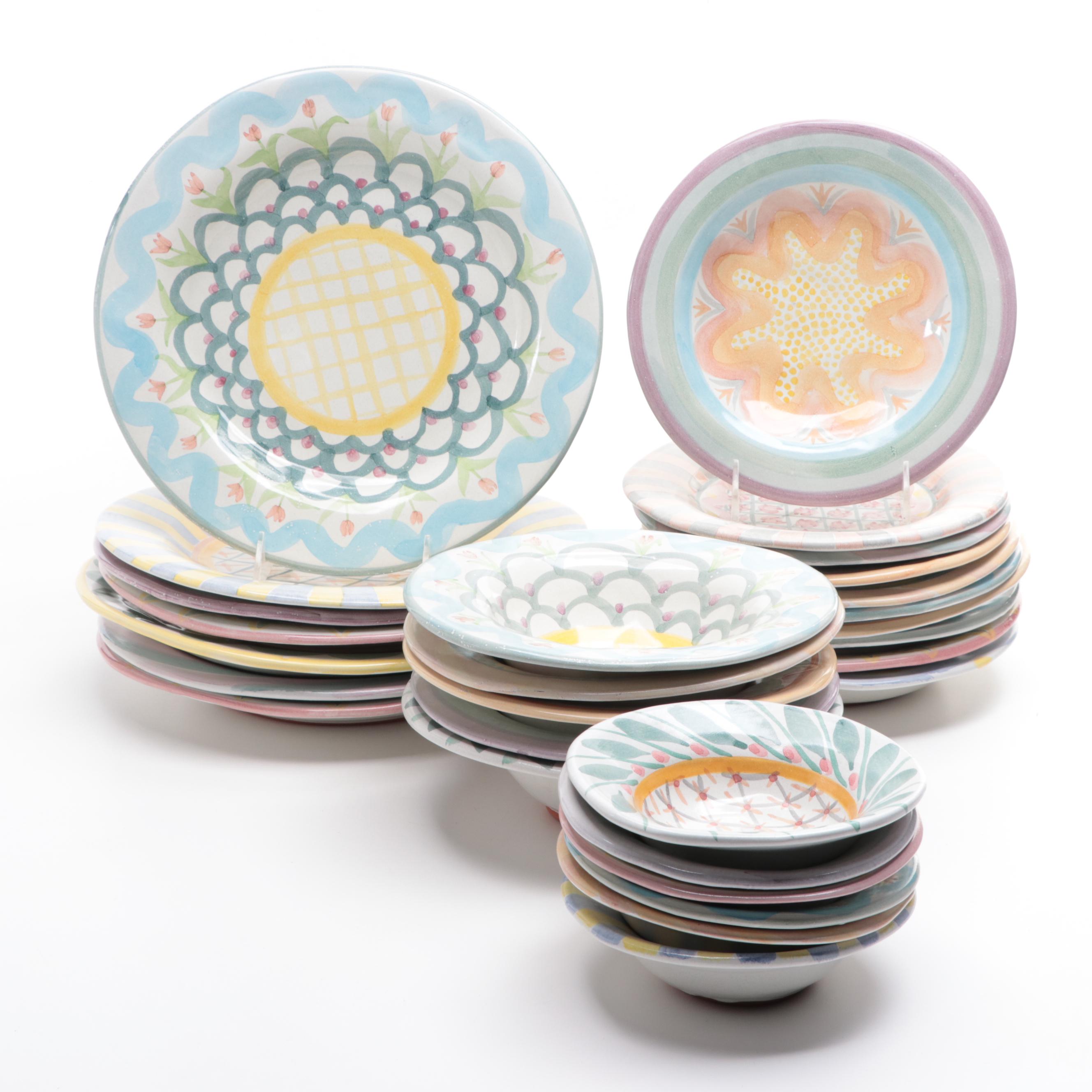 Mackenzie-Childs "Kings Ferry" Terracotta Dinner Plates and Other Tableware